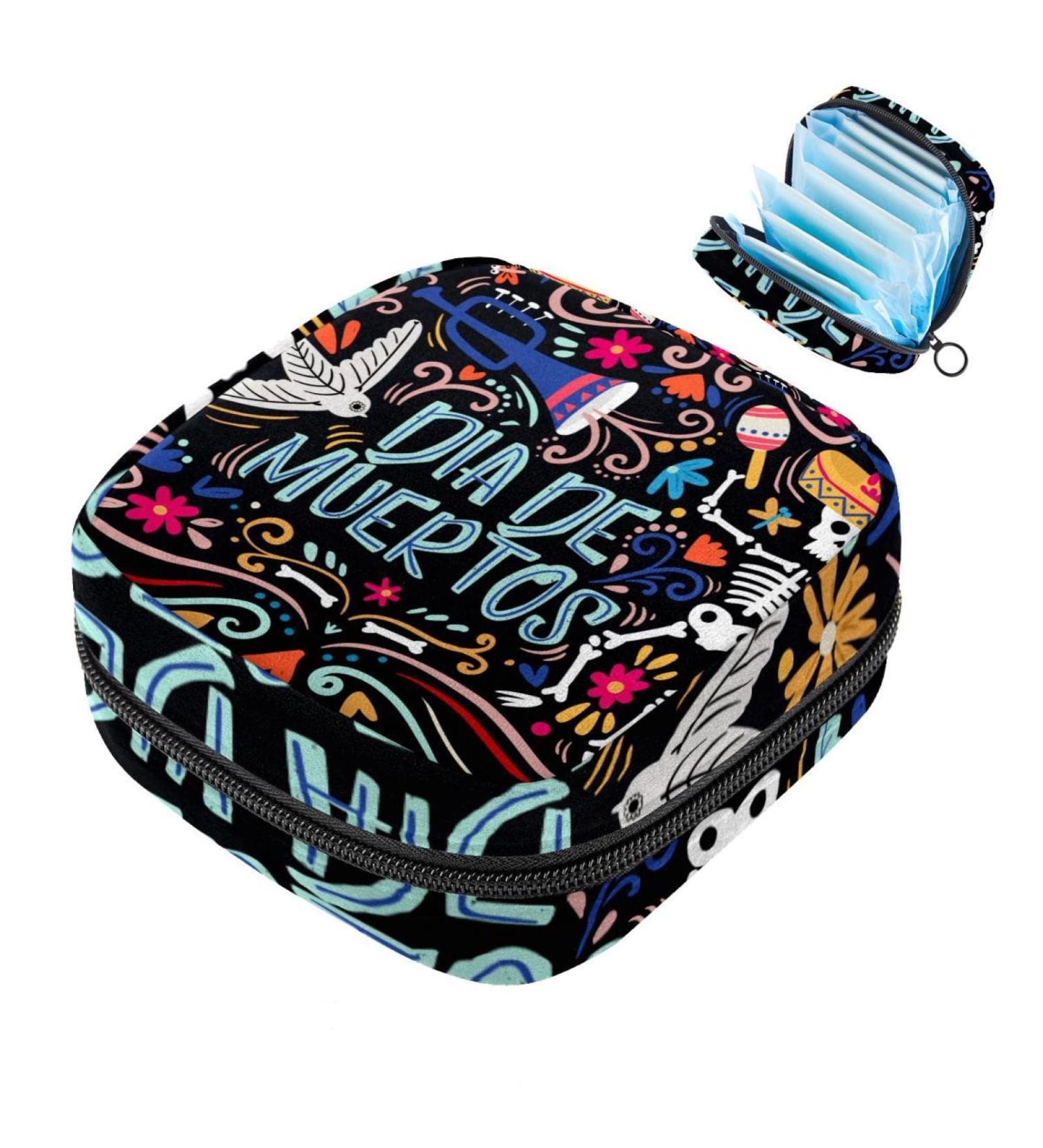 Shop Women's Day of the Dead Sugar Skull Menstrual Cup Storage Bag - Portable Feminine Pocket Organizer for First Period - Buy Online on GoSupps.com
