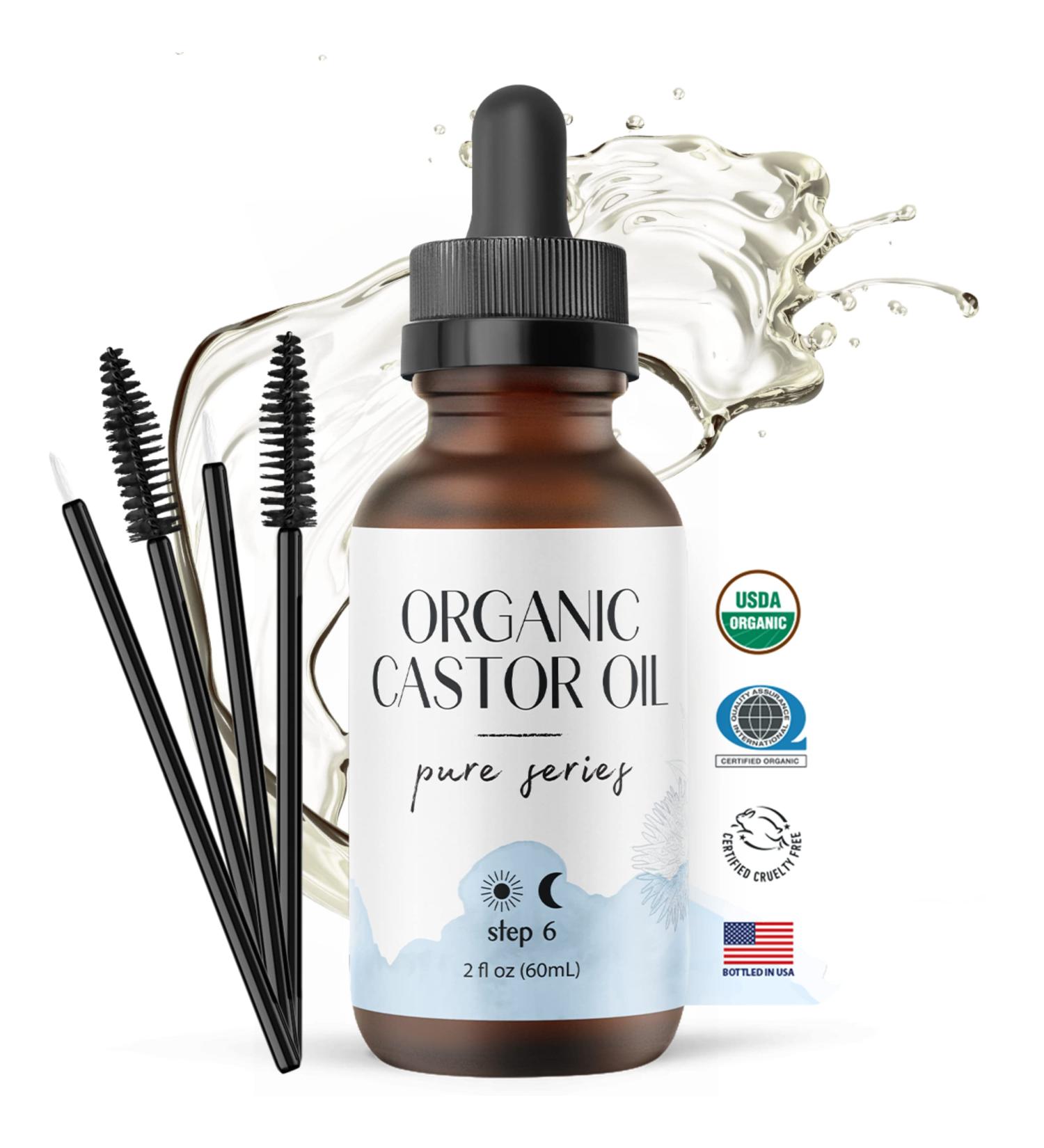 Foxbrim Naturals Organic Castor Oil Kit - USDA Certified, Hexane-Free - 2 oz Wand Brush for Thicker Lashes, Nourished Hair & Nails - Buy Online on GoSupps.com
