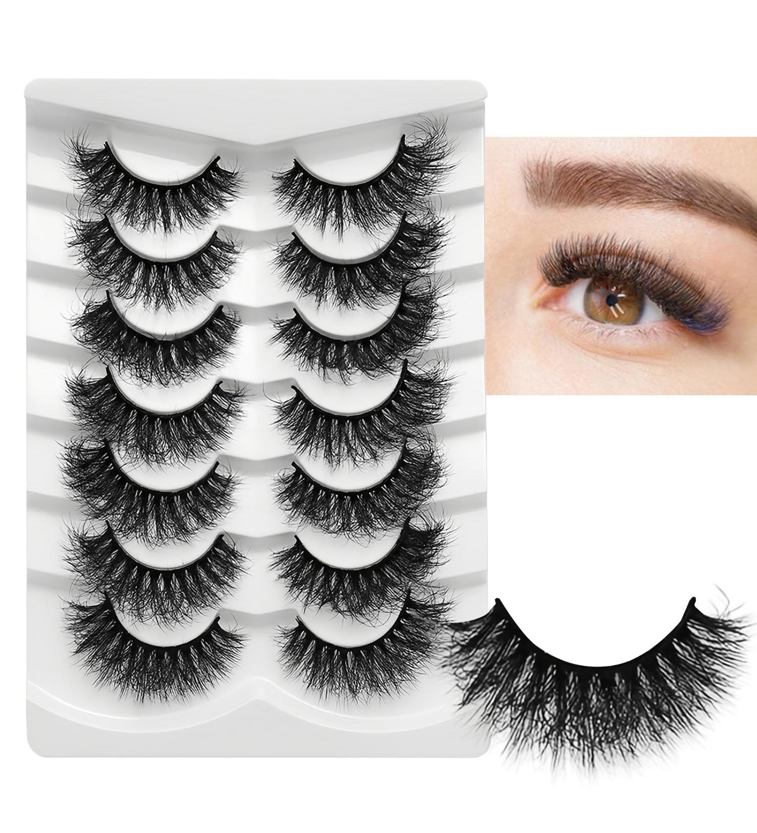 7 Pairs Lashes Set False Eyelashes 20mm Cat Eye Lashes Thick Volume Fake Eyelashes Natural Fluffy Wispy Lashes D Curl False Lashes Volume Faux Fake Lashes Dramatic Fox Eye Natural Eyelashes Extensions - Buy Online on GoSupps.com