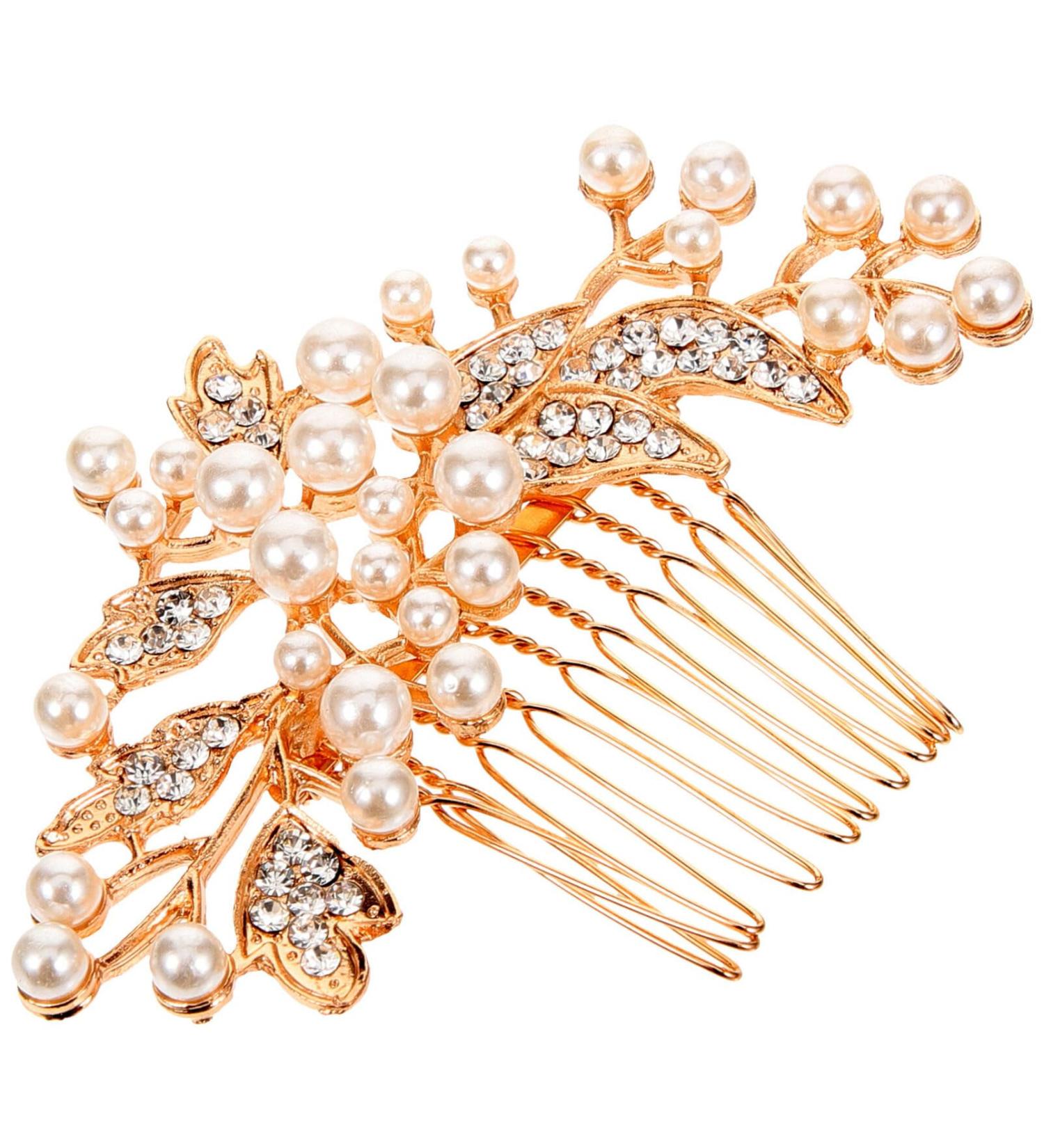 ifundom Pearl Hair Combs Decorative Hair Comb Rhinestone Hair Comb Wedding Bridal Hair Comb - Buy Online on GoSupps.com