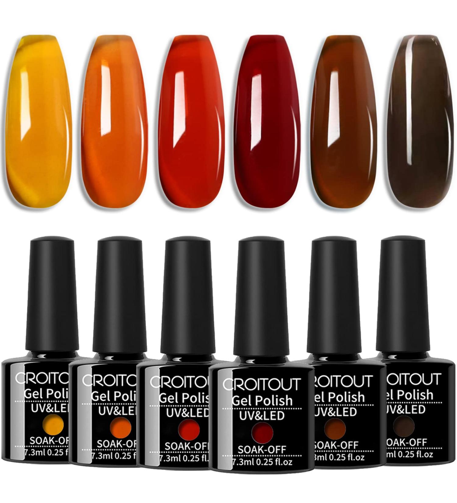 Croitout Jelly Gel Nail Polish Set Crystal Translucent Shellac Nail Gel Polish Colours Set Sock Off UV LED Gel Nail Polishes Set for Home DIY Nail Salon Best Gift for Women 6 x 7.3ml 6CS-001 7.3 ml (Pack of 6) - Buy Online on GoSupps.com