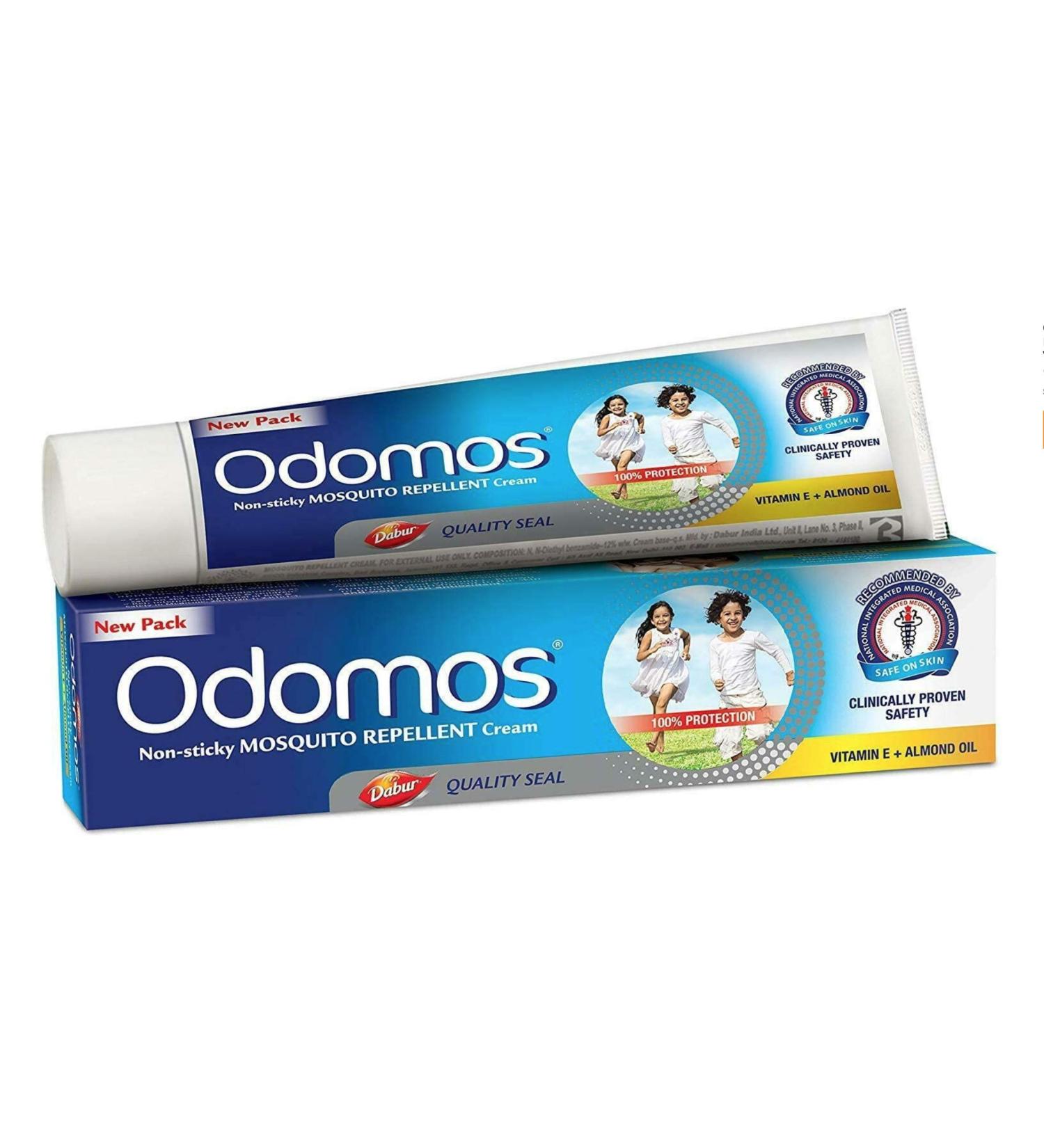 Odomos Mosquito Repellent Cream with Vitamin E & Almond - 100g | Non-Sticky Formula - Buy Online on GoSupps.com