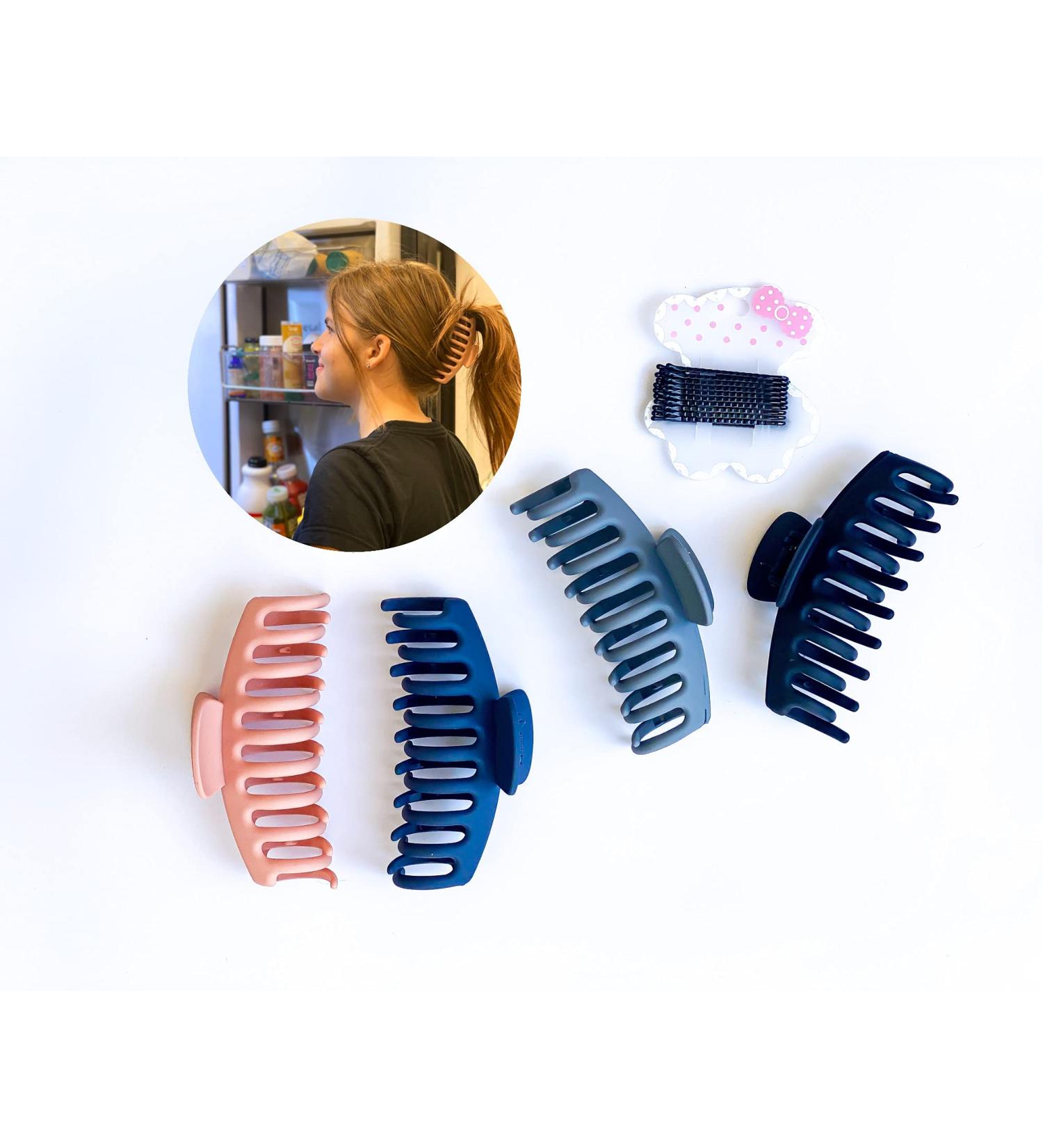 MEKEN 4-Pack Flexible & Durable Matte Colored Claw Hair Clips for Women - Large Jaw Clip for Thick or Thin Hair - Bonus 20 Black Hairpins - Buy Online on GoSupps.com