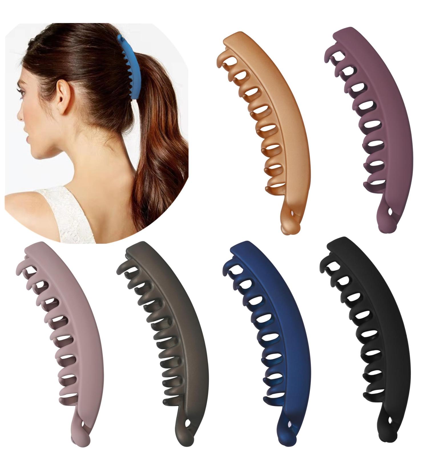 Eyegla 6-Piece Tall Banana Hair Clip Set - Non-Slip Colored Clips for Thick Hair - Perfect Ponytail Holder for Women & Girls - Buy Online on GoSupps.com