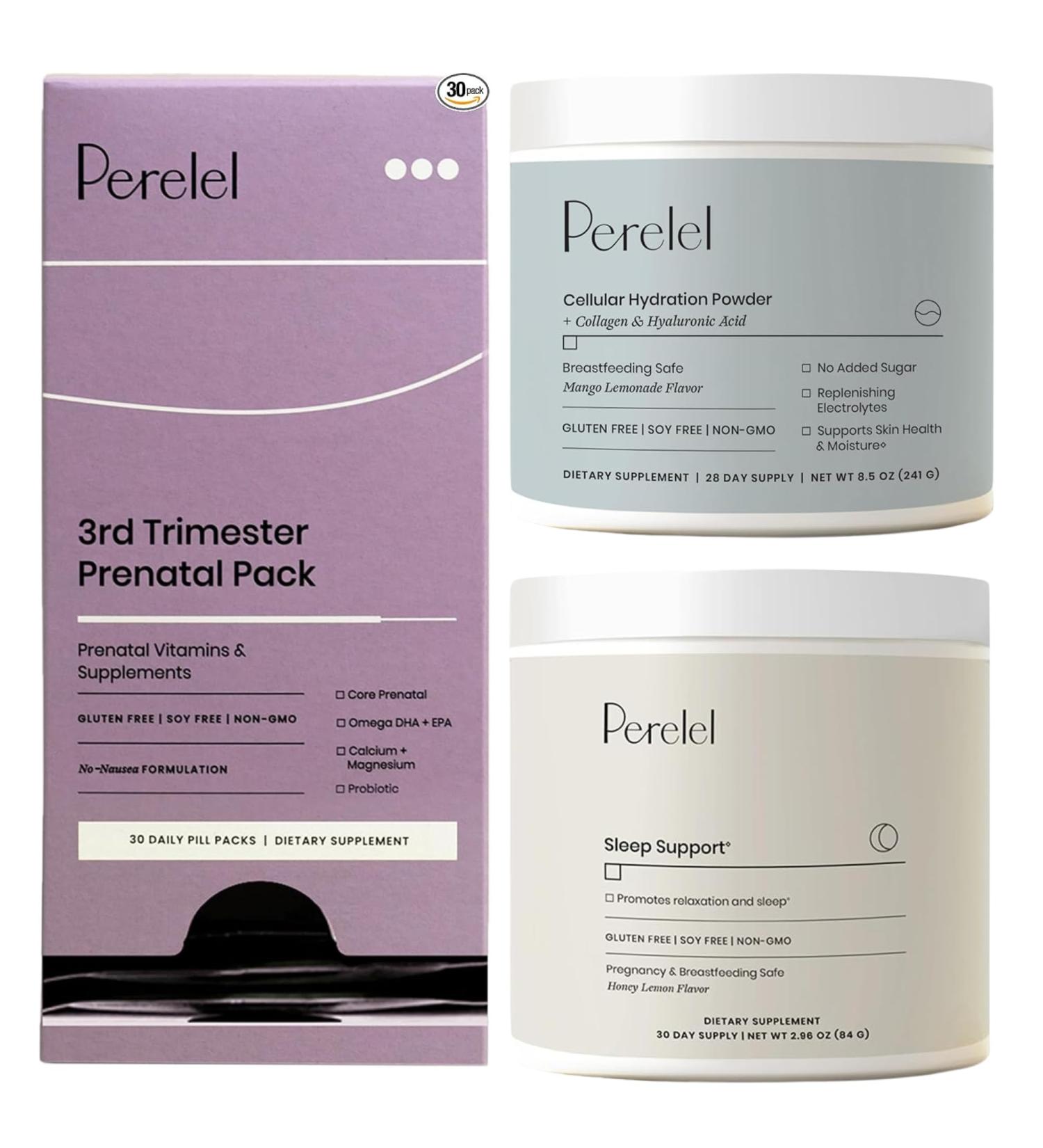 Birth Prep Bundle 3rd Trimester Prenatal Vitamin Pack Sleep Support & Cellular Hydration Powder - Buy Online on GoSupps.com
