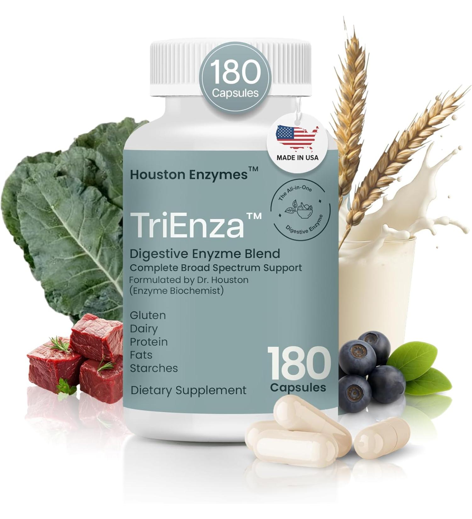 TriEnza Digestive Enzyme for Intolerances | Houston Enzymes 180 Capsules - Buy Online on GoSupps.com