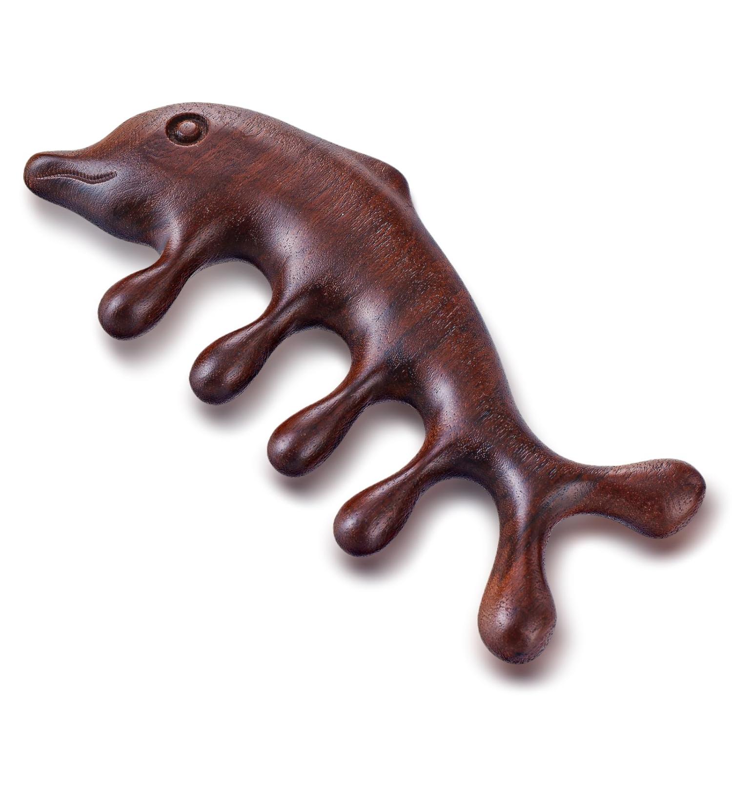 Amaxiu Sandalwood Massage Comb - Wide Teeth Anti-Static Head & Scalp Curber - Buy Online on GoSupps.com
