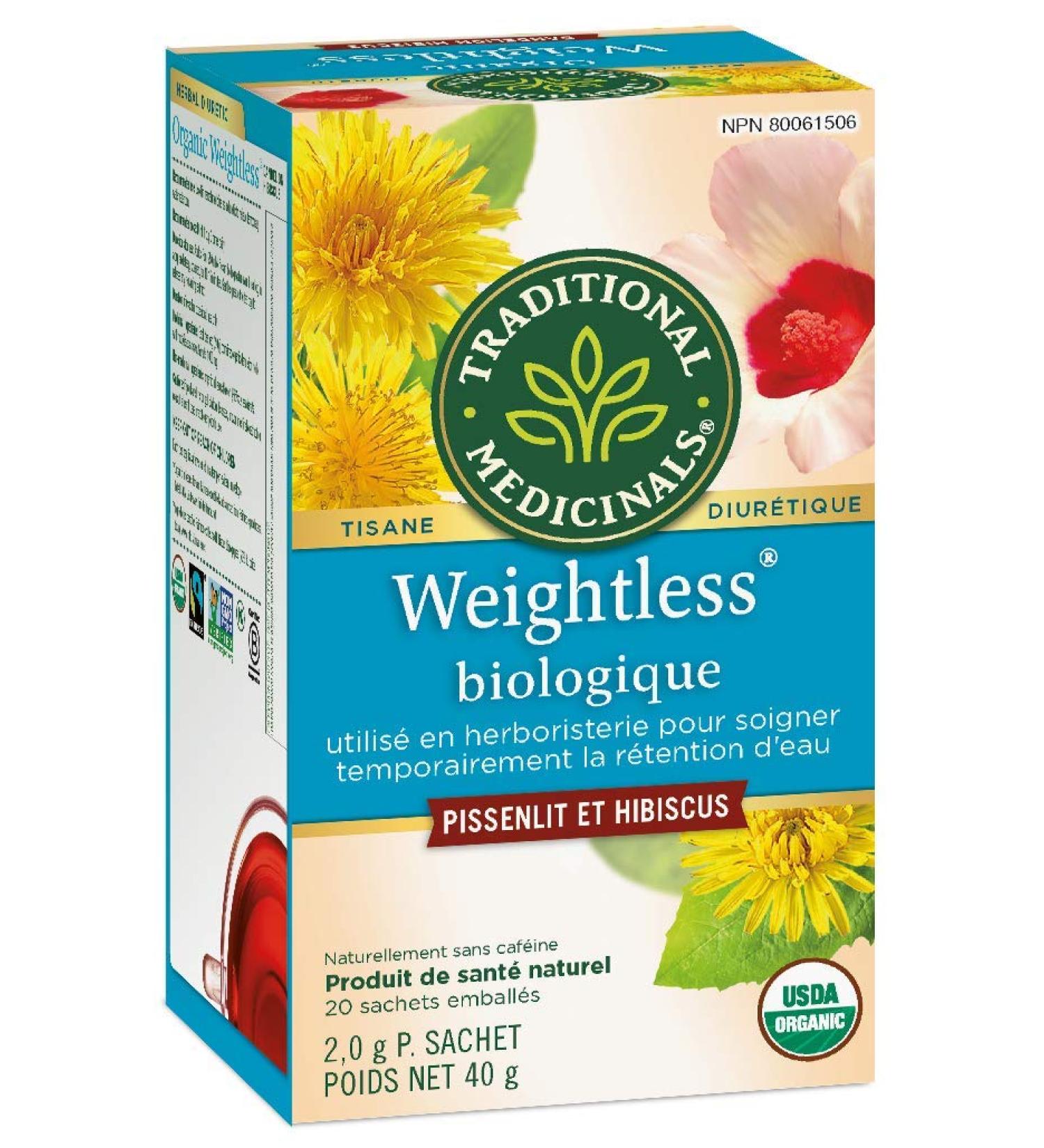 Traditional Medicinals - Organic Weightless Dandelion Hibiscus Herbal Tea (Pack of 1) - Relieves Temporary Water Retention - Fair Trade Ingredients - 16 Tea Bags Total 20 Count (Pack of 1) Weightless Dandelion Hibiscus Herbal Tea - Buy Online on GoSupps.com
