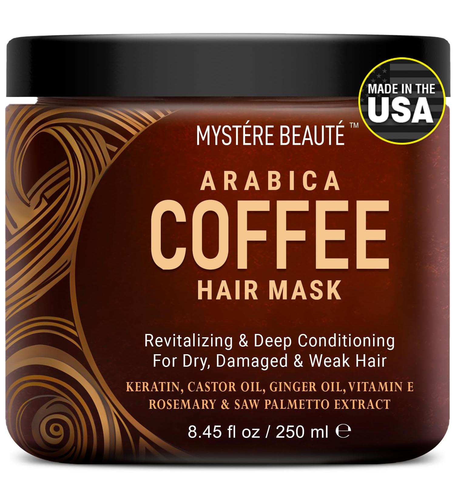 Revitalize Dry Damaged Hair with Arabica Coffee Hair Mask - Deep Conditioning Keratin Masque with Castor Oil & Saw Palmetto Extract - 8.45 fl oz - Buy Online on GoSupps.com