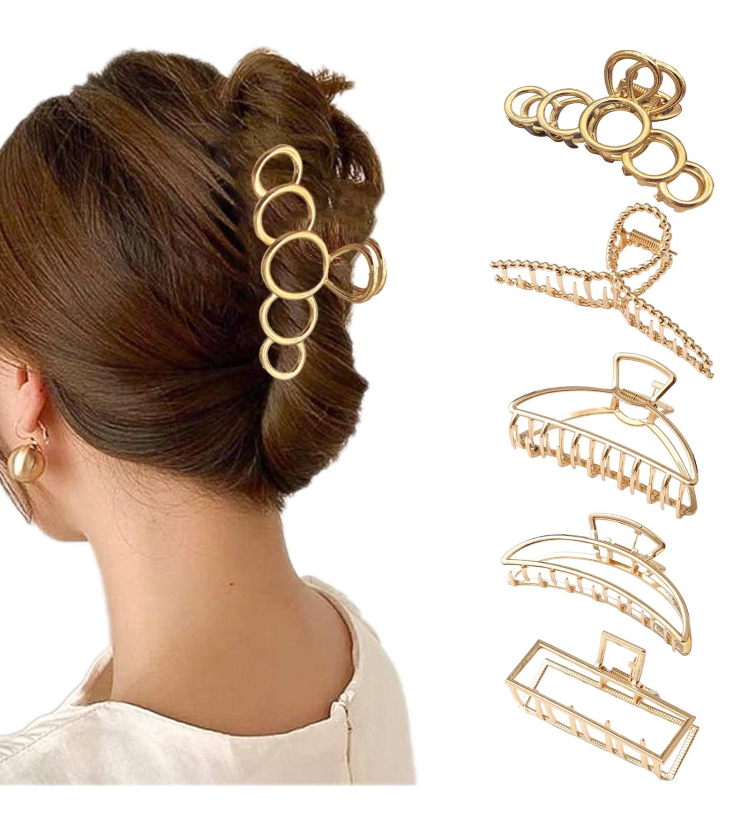 5 Slipproof Metal Hair Clips for Thick & Thin Hair - Stylish Claw Clips for Women - Buy Online on GoSupps.com