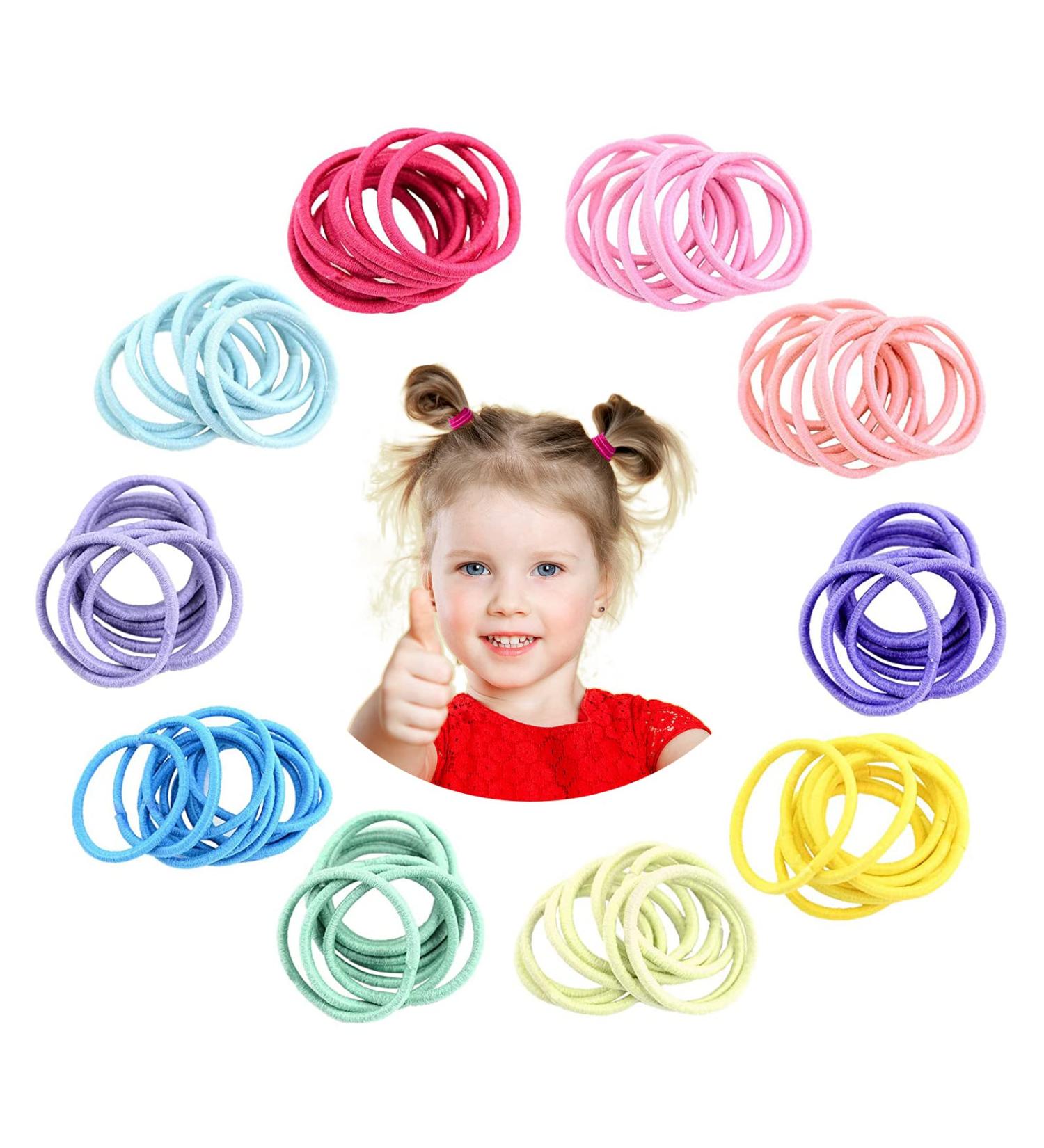 Qufiiry 200 Pcs Small Hair Bands - Multicolor Elastic Hairbands for Girls - Ponytail Holders for Children - Pack of 1 - Buy Online on GoSupps.com
