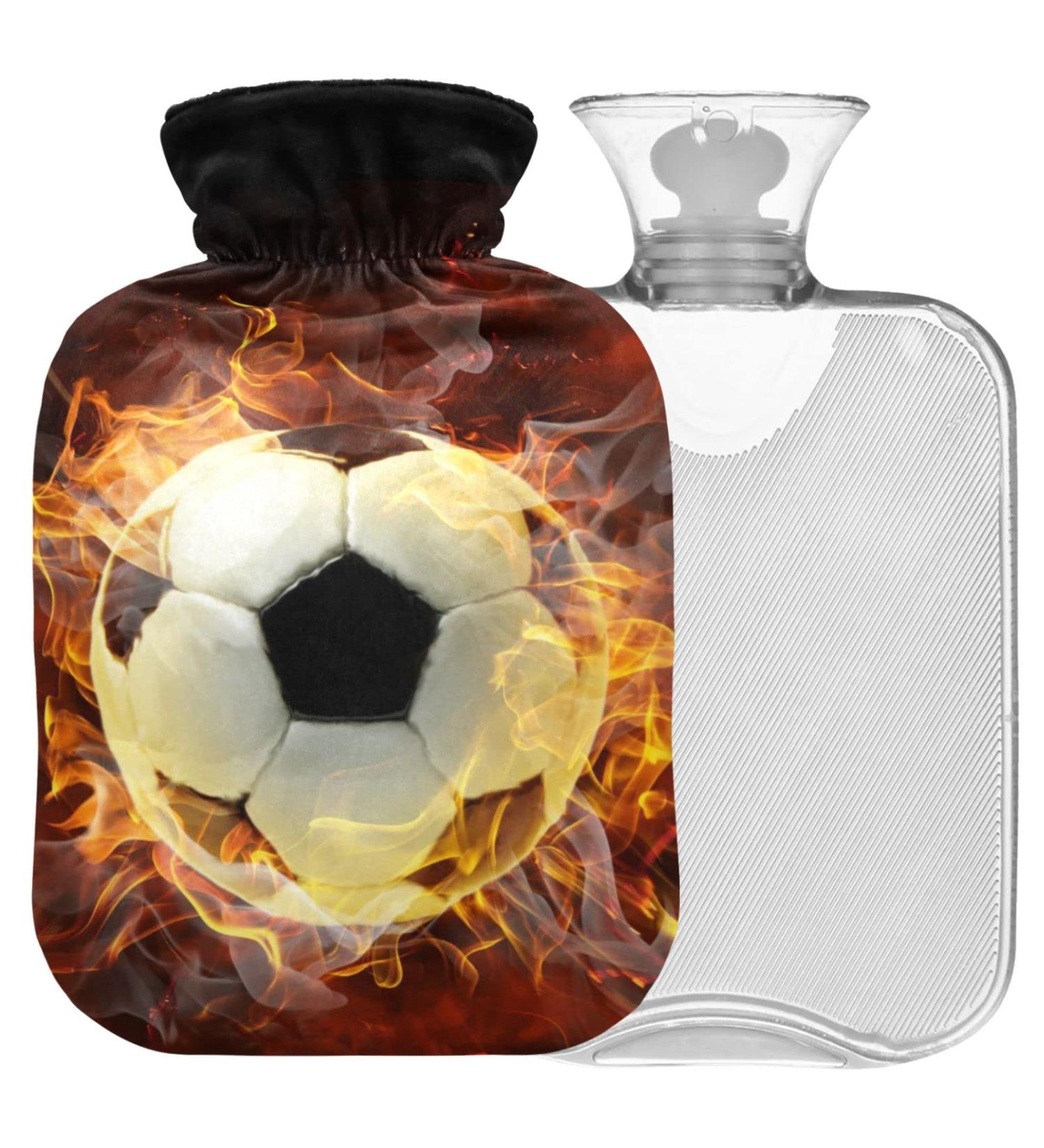 Naanle Flamy Soccer Football Hot Water Bottle - 1L Transparent Heat Bottle for Bed Hand & Feet Warmer | Pain Relief & Heat Therapy - Buy Online on GoSupps.com