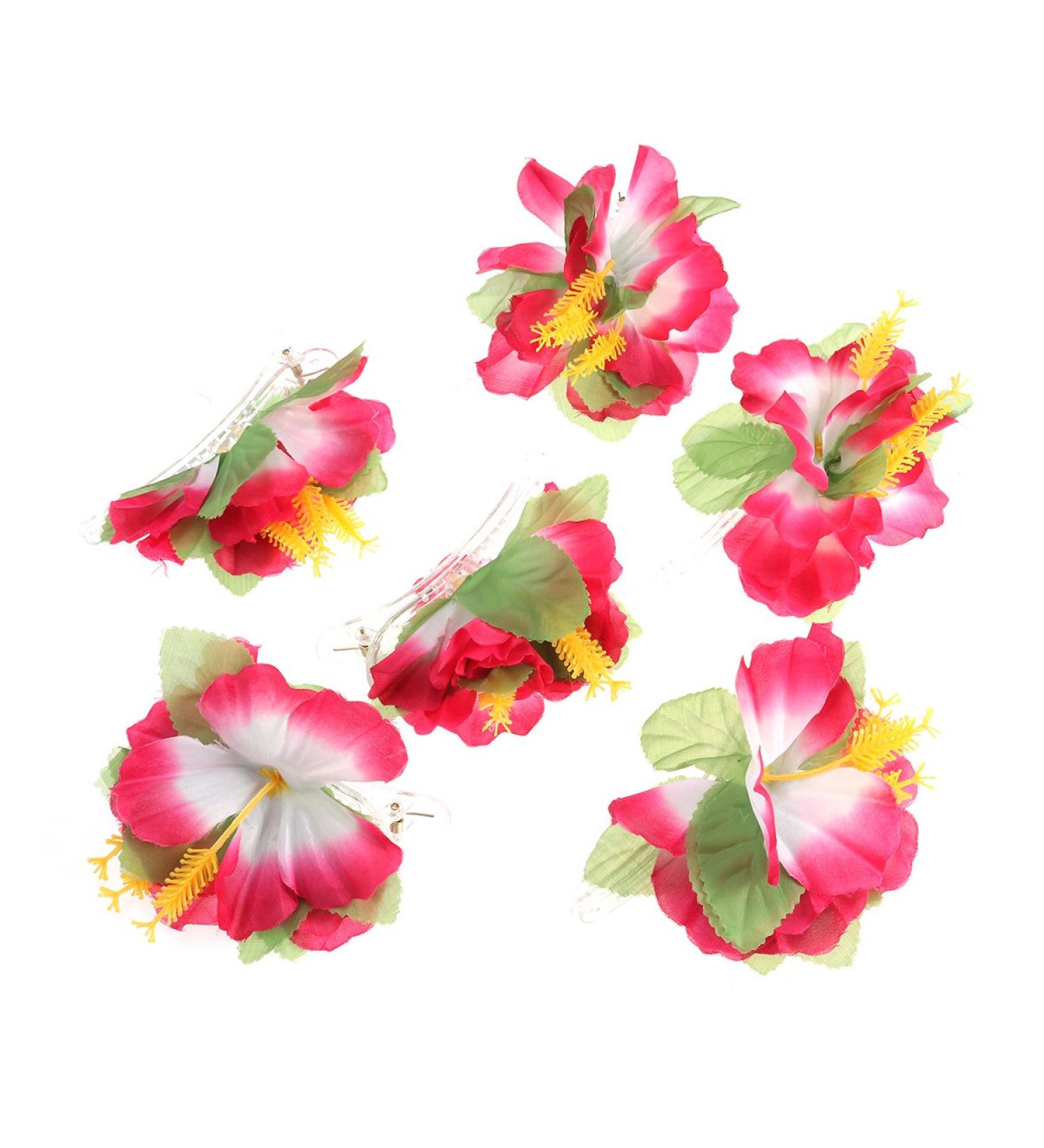 BESTOYARD Hibiscus Flower Hair Clips Hawaiian Tropical Beach Wedding Party Hair Accessories 6PCS (Pink) - Buy Online on GoSupps.com