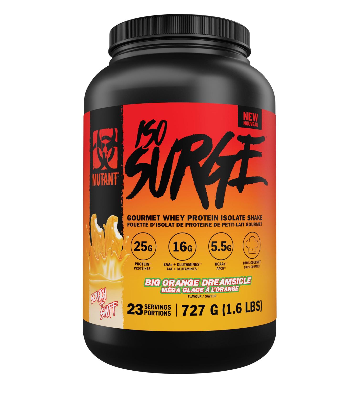 MUTANT ISO SURGE | Gourmet hardcore protein formula - whey protein Isolate powder low carb low fat digestive enzyme boosted - Big Orange Dreamsicle 727 g Big Orange Dreamsicle 727 g (Pack of 1) - Buy Online on GoSupps.com