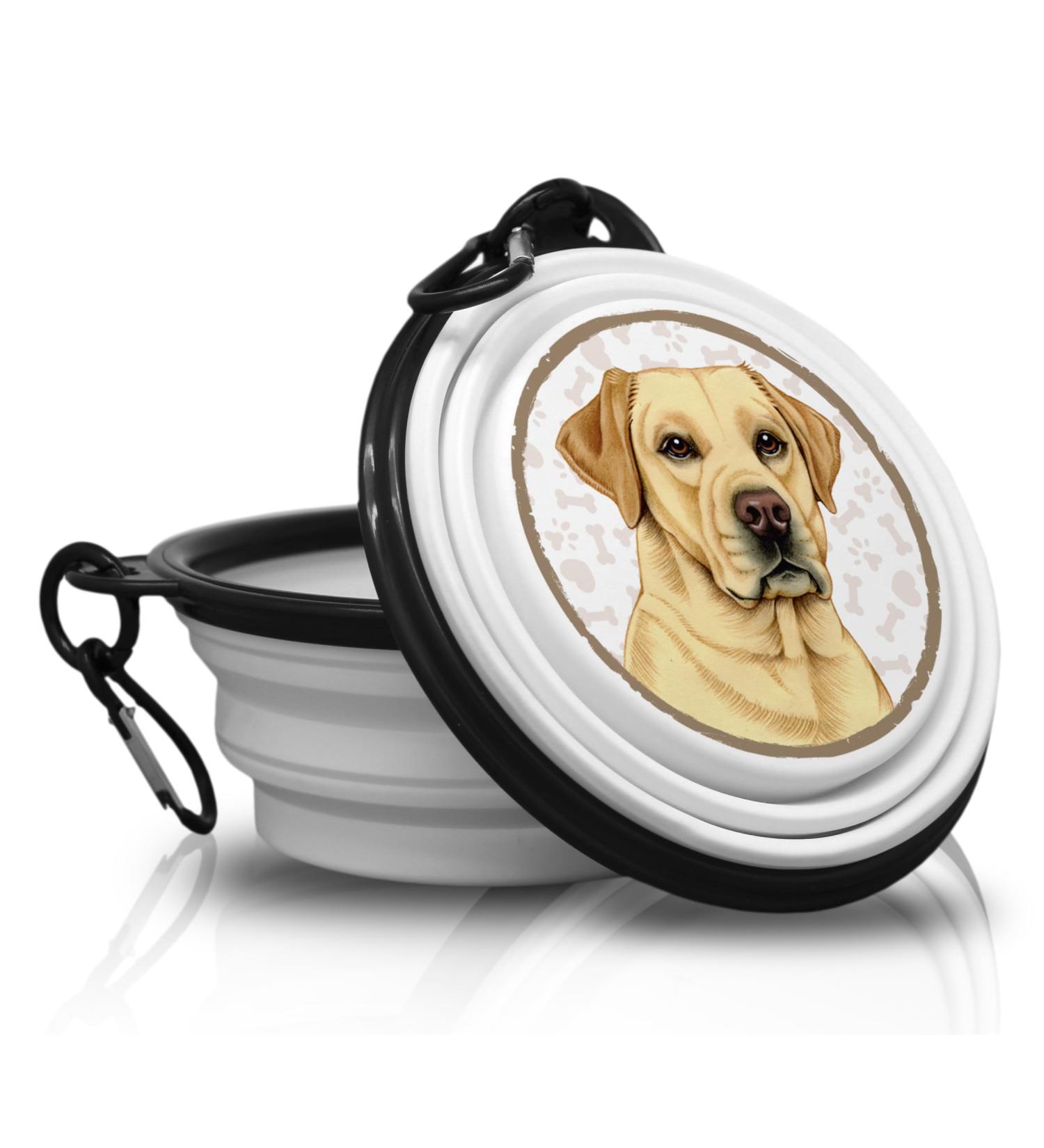 Labrador Cream Portable Drinking Bowl - Foldable Pet Bowl with Carabiners for On-the-Go Convenience | Unique Travel Bowl for Dogs - Buy Online on GoSupps.com