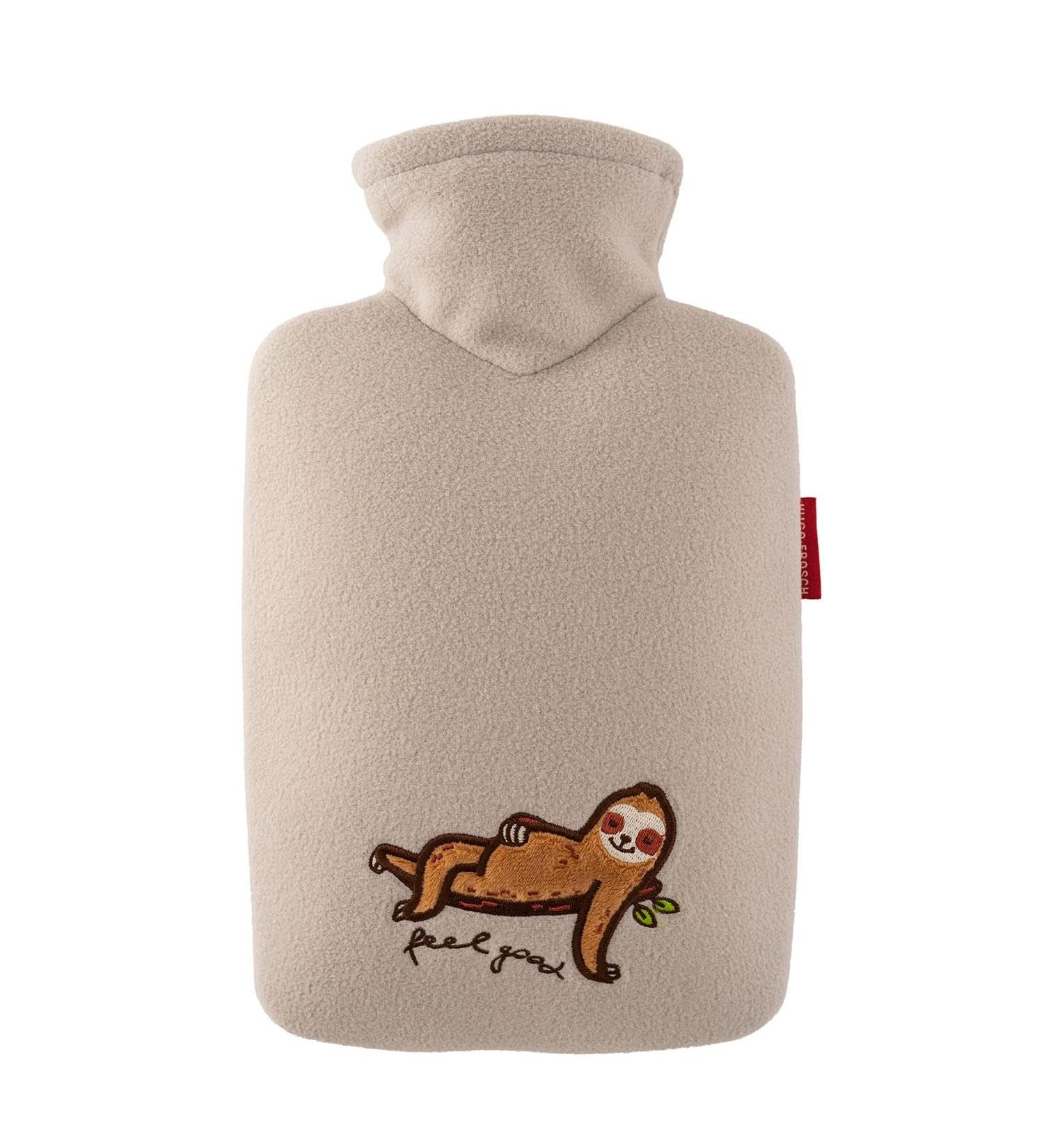 Hugo Frosch hot water bottle classic 1.8 l with fleece cover feel good beige