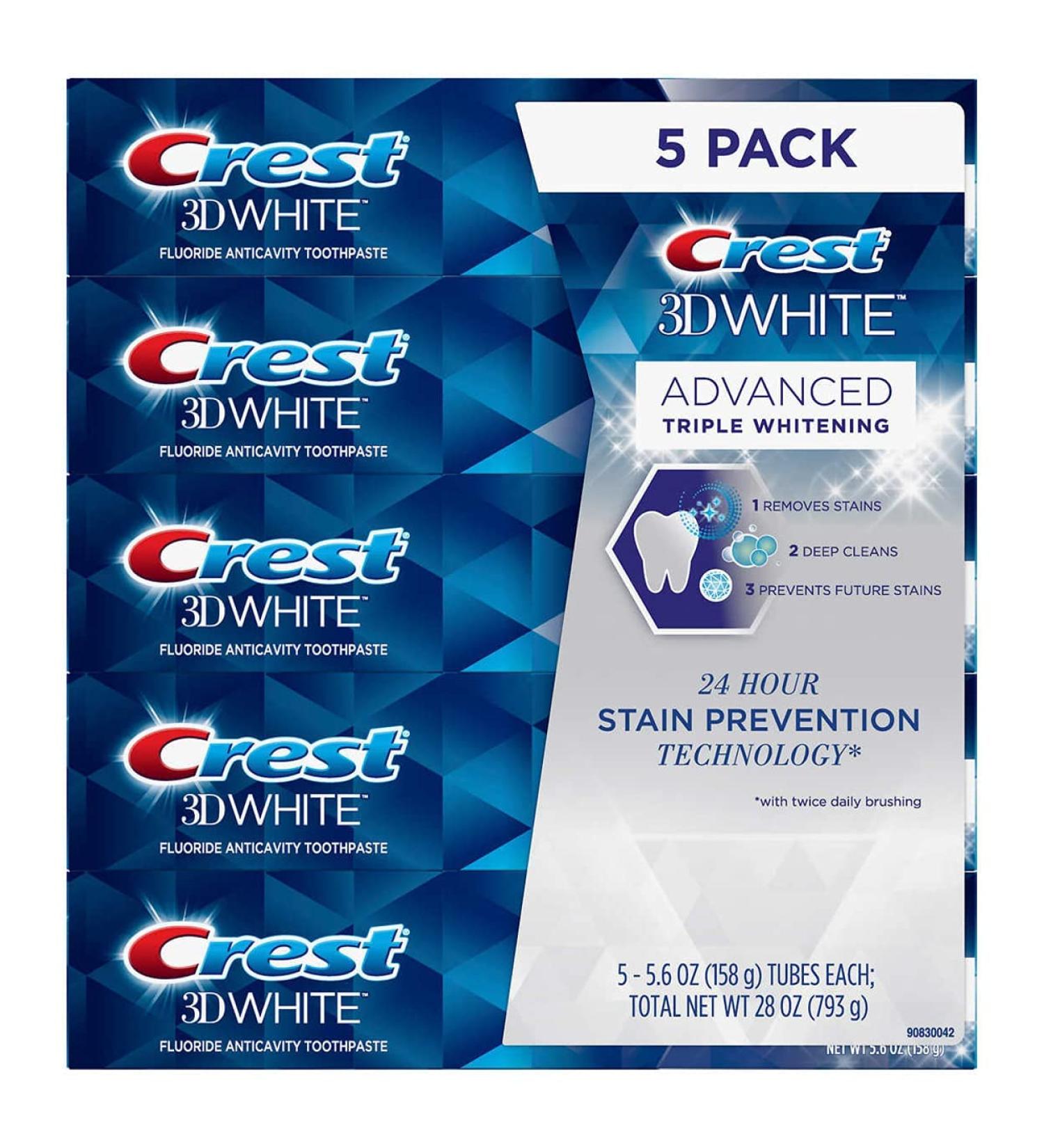 Crest 3D White Advanced Triple Whitening 5-Pack - Whitening Strips for Brighter Smile - Buy Online on GoSupps.com