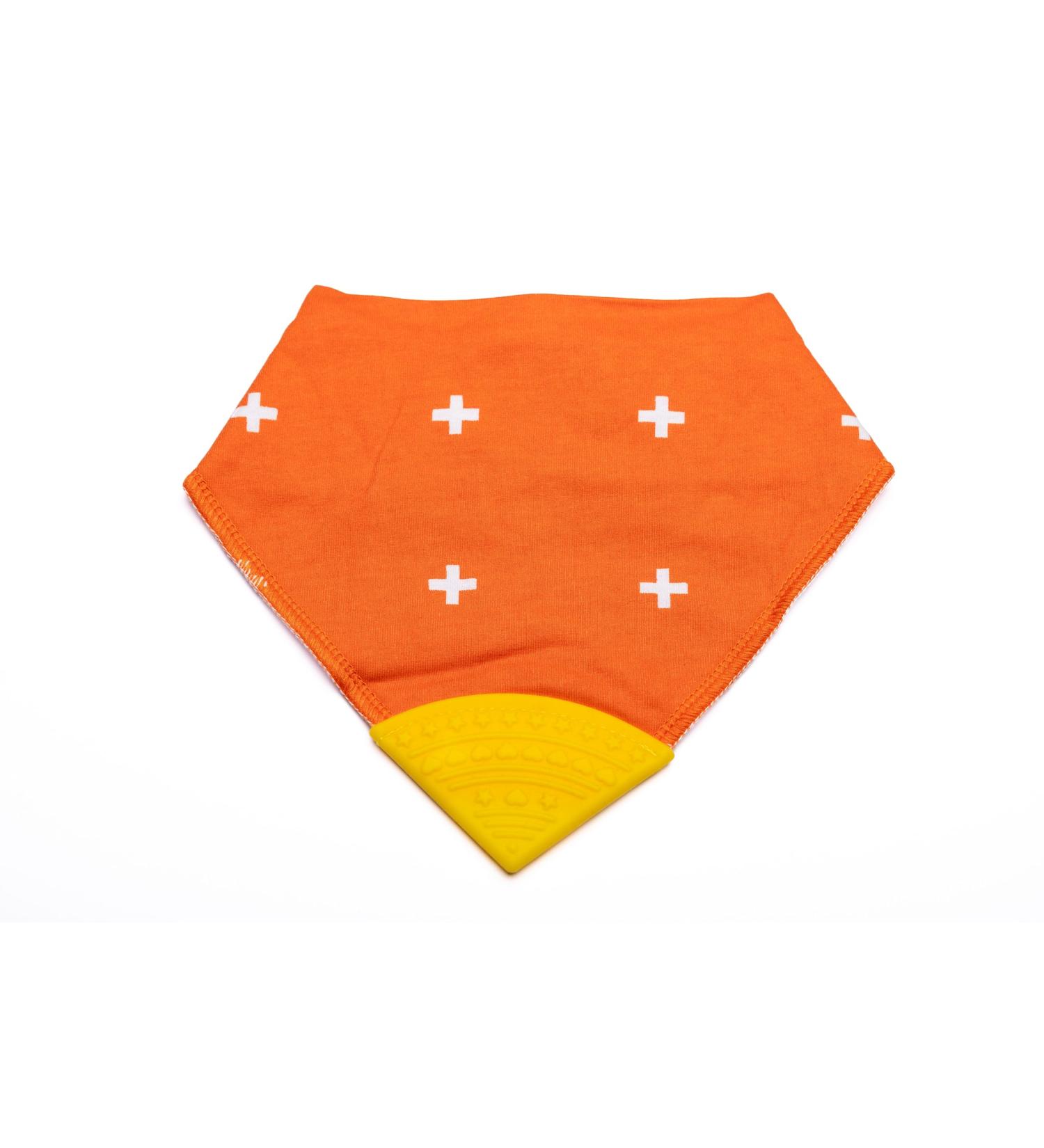 V&D HOME - Baby and Toddler Dribble Bib with Teether | 0-18 month Teething Bibs for Baby and Toddler | 100% BPA & Pthalate Free | Bandana bib with teether Orange - Buy Online on GoSupps.com