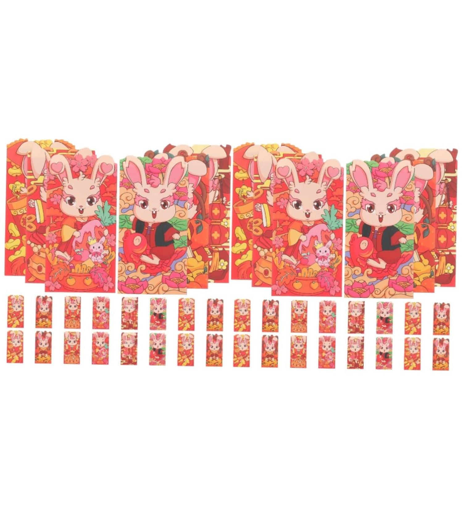 ABOOFAN 60 Pcs 2023 Red Envelope Lunar Rabbit Year Decor Red Money Packets Hongbao Envelopes Red Gifts Money Packet Kids Wallets 2023 Year Red Packet Child Paper Gift Bag New Year As Shown 4x2pcs 16.4X8.9CMx2pcs - Buy Online on GoSupps.com