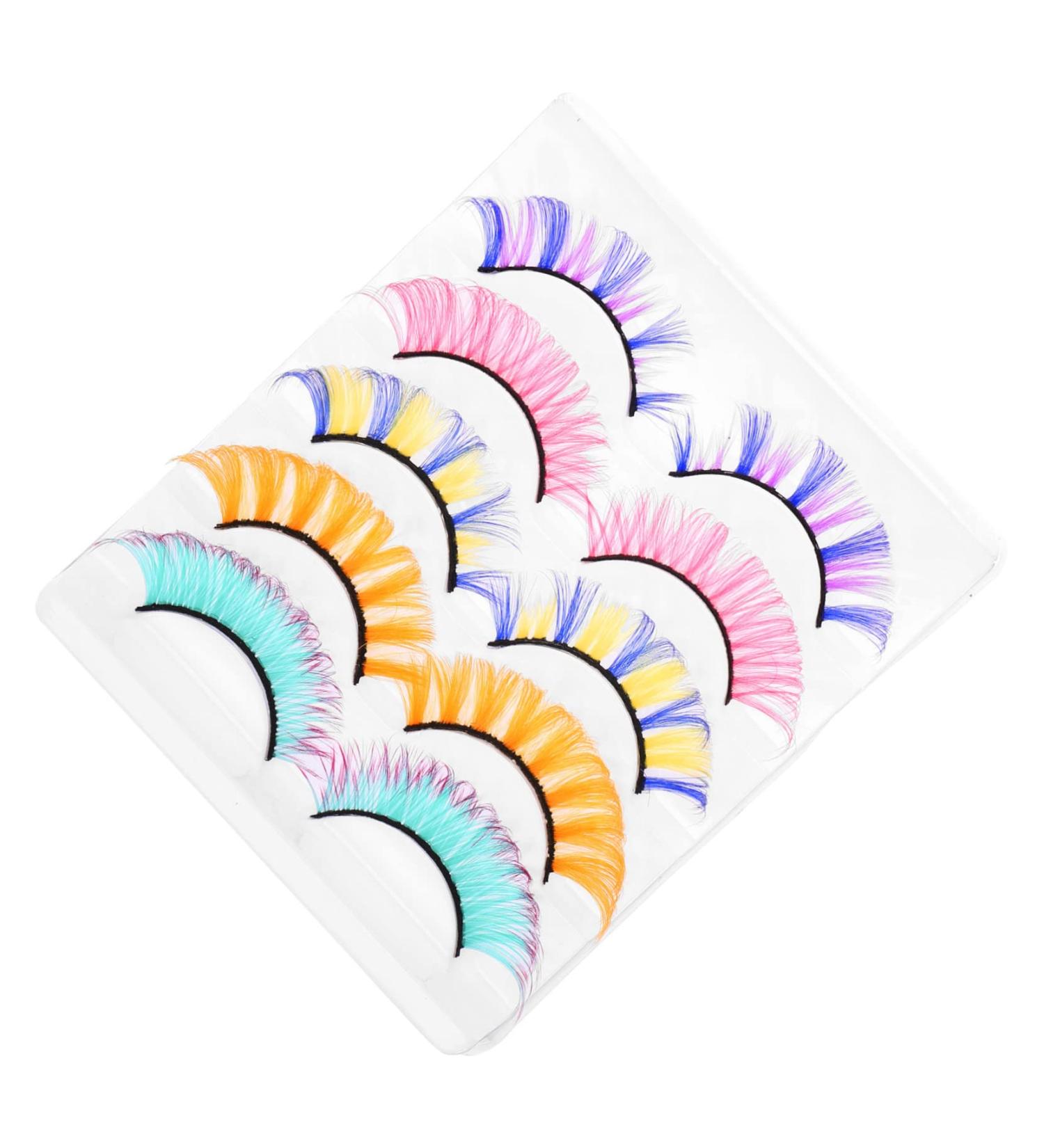 minkissy 5 Pairs Colored False Eyelashes Natural Fake Lashes Russian Strip Lashes d Curl Colorful Lash Extensions Colored Cluster Lashes False Eyelashes Fluffy Fake Eyelashes Individual Bar - Buy Online on GoSupps.com