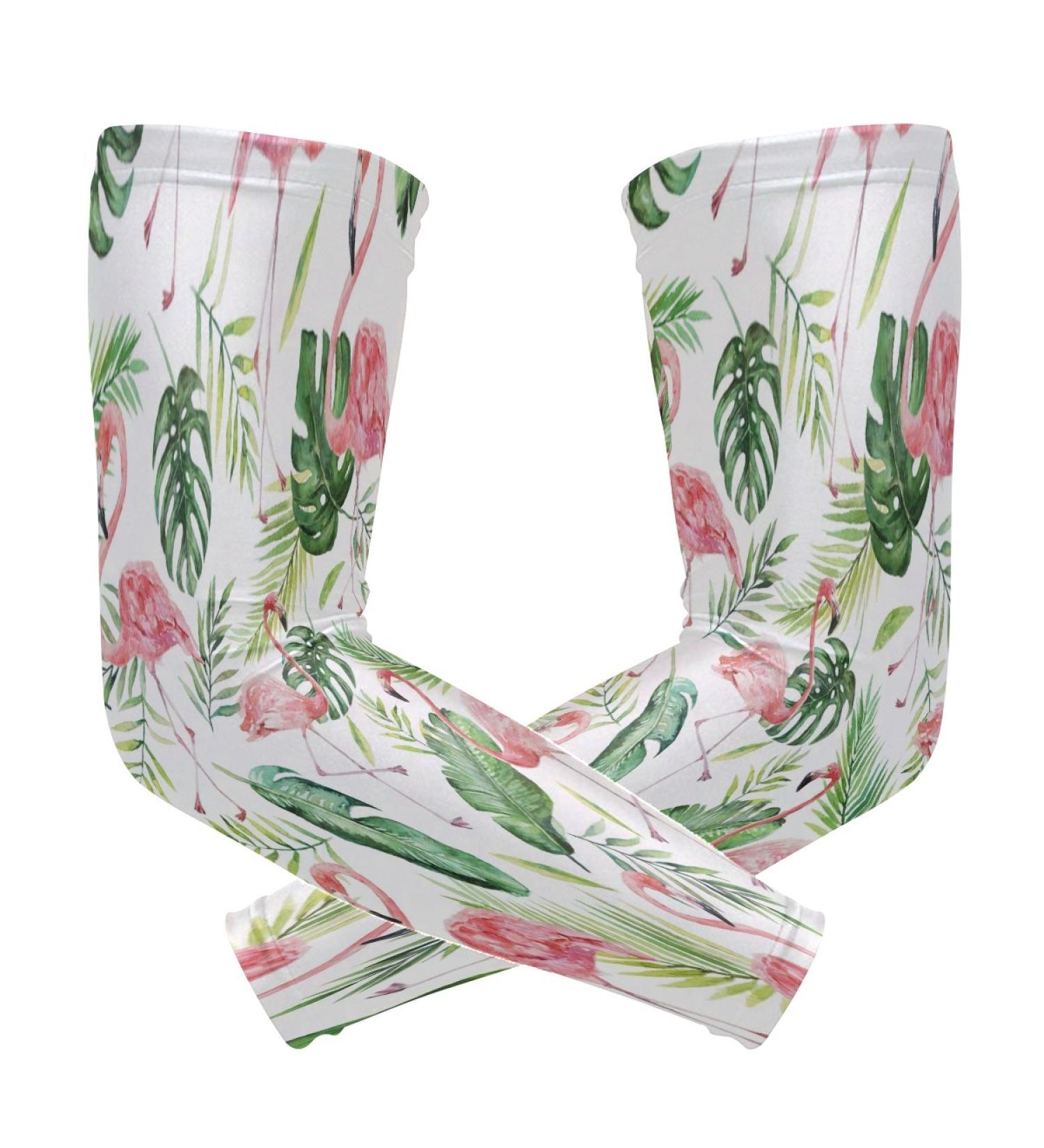 ZZKKO Flamingo Palm Tree Cooling Arm Sleeves | UV Sun Protection for Men & Women | Ideal for Running Golf & Cycling - 1 Pair - Buy Online on GoSupps.com