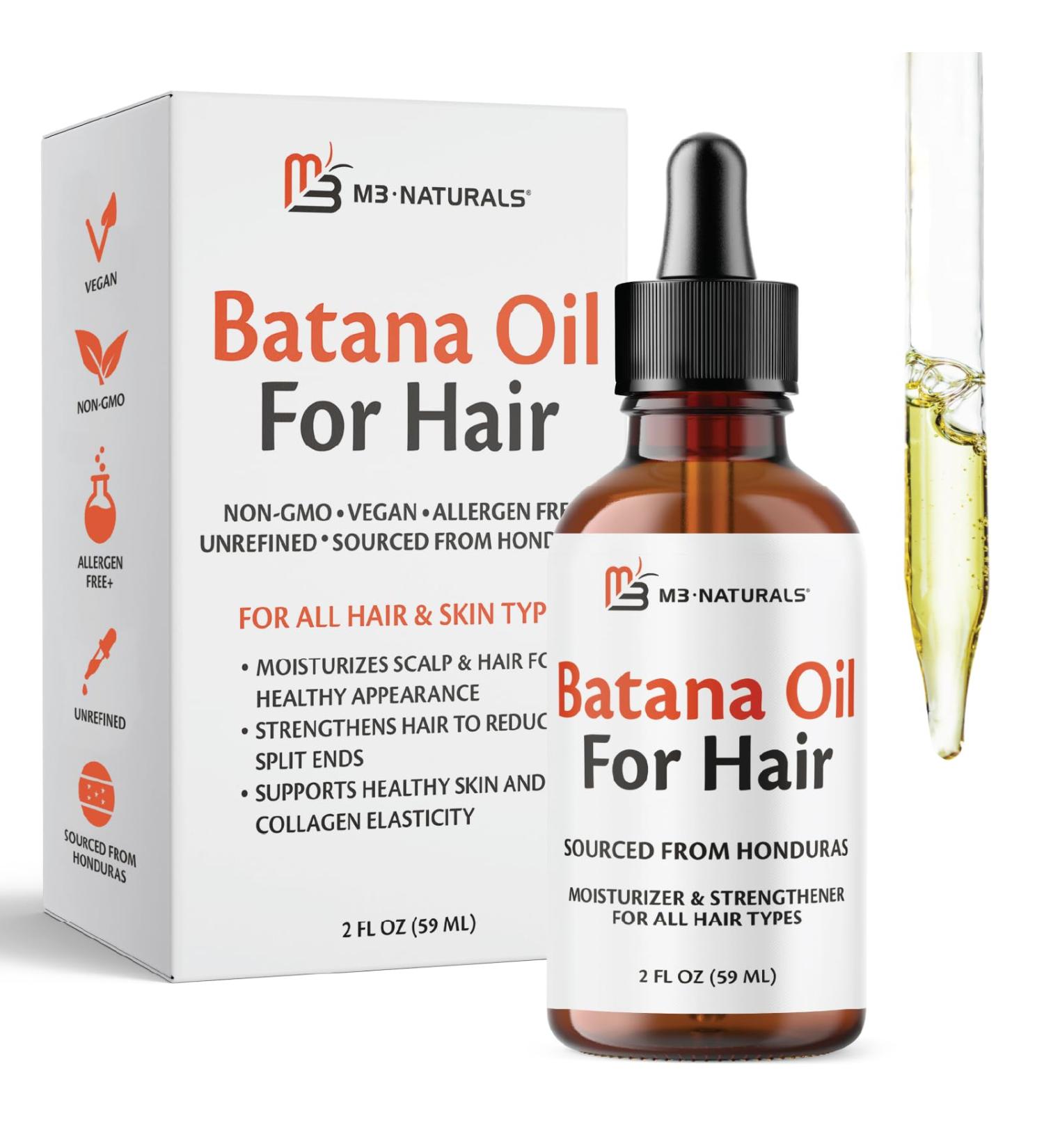 M3 Naturals Vegan Batana Oil | Unrefined Batana Oil for Hair & Skin | Supports Healthy Skin & Collagen Production | 100% Pure Batana & Non-GMO | 2 FL OZ (59 ML) Batana Oil 1 Pack - Buy Online on GoSupps.com