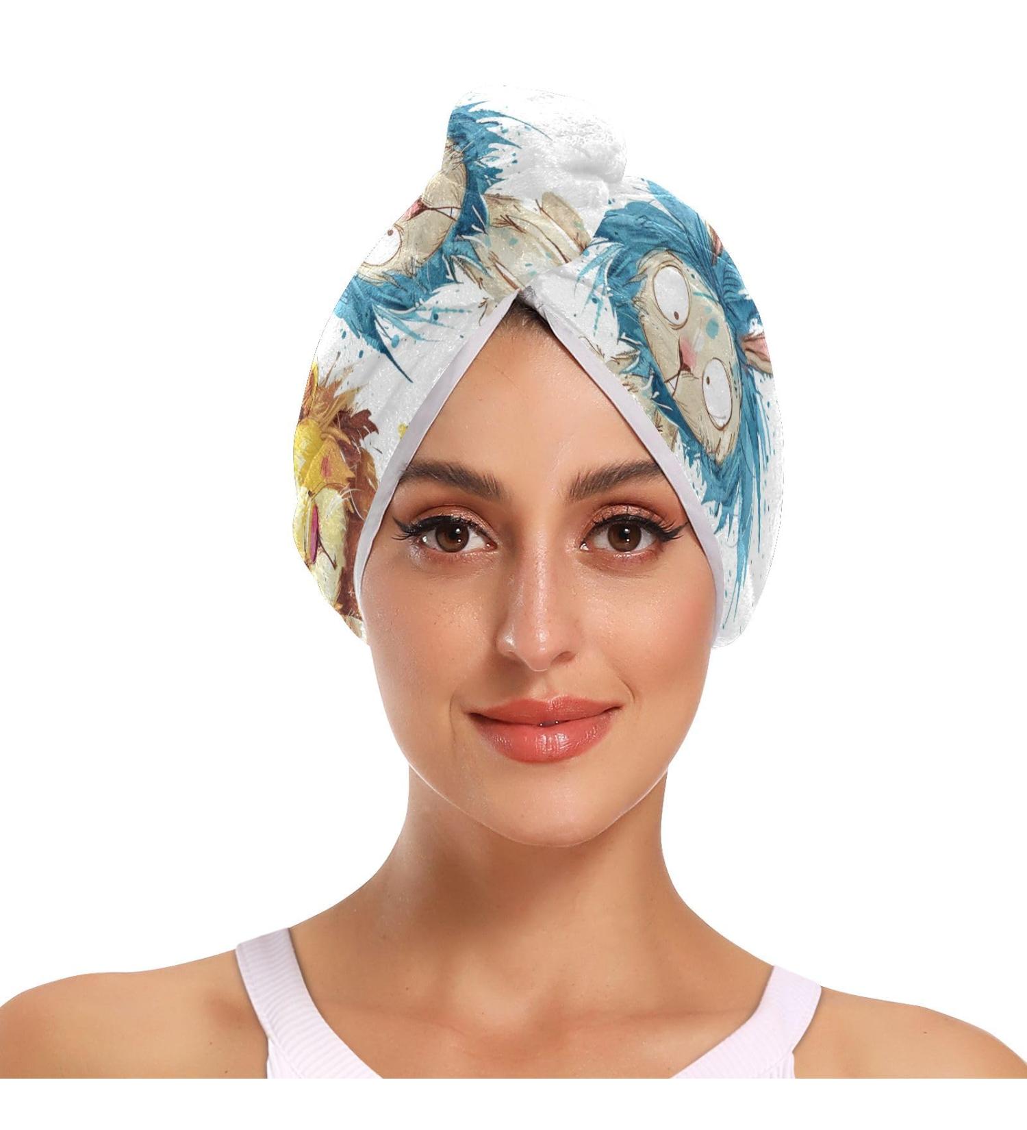 Buy Lion Rabbit Hair Towel 2 Pack - Super Absorbent Quick Dry Hair Turbans for Women & Girls - Buy Online on GoSupps.com