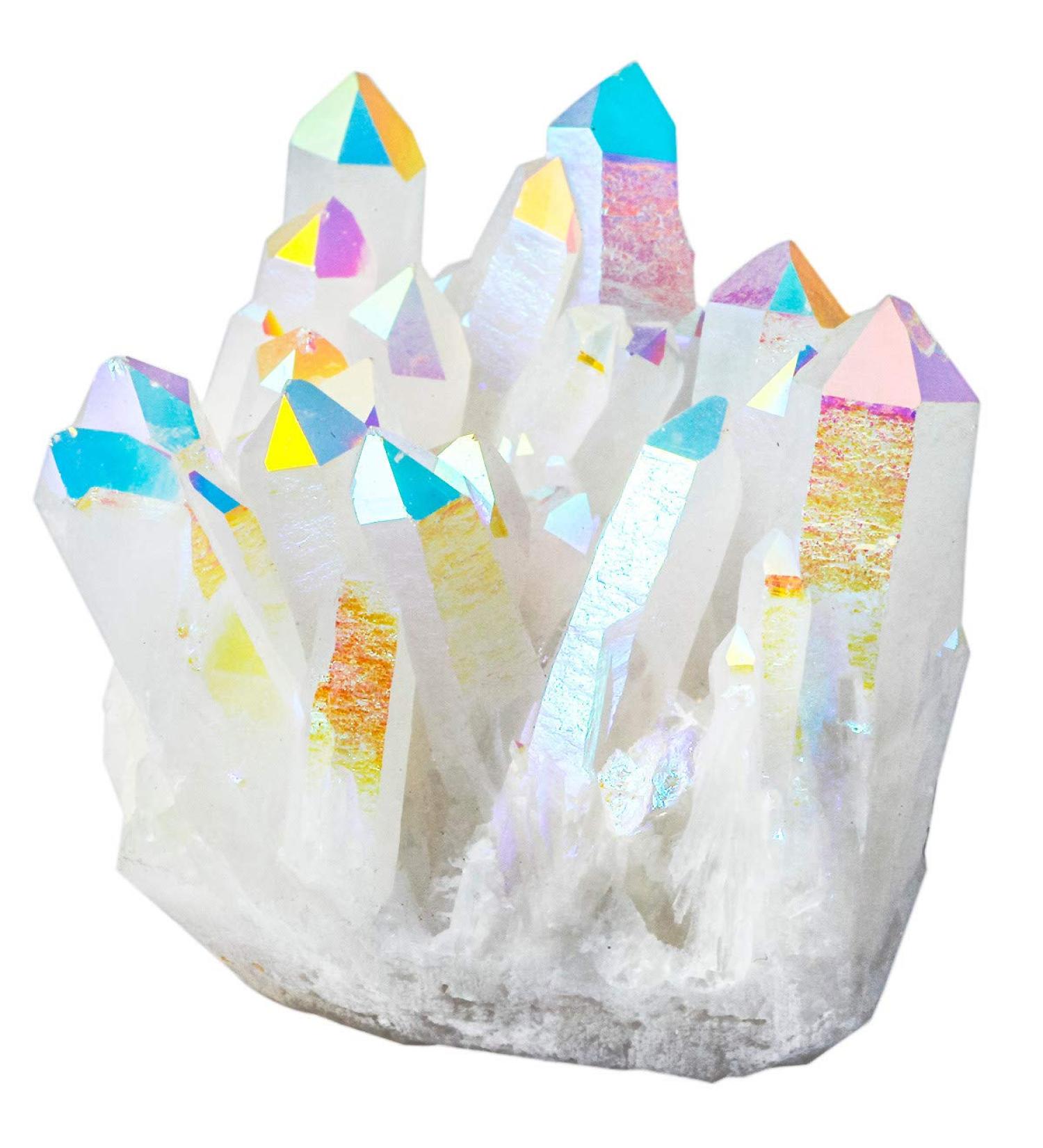Shop Nupuyai Titanium Coated Bergkristall Druse - Irregular Quartz Geode Cluster for Reiki & Feng Shui | Unique White & Colorful Decoration - Buy Online on GoSupps.com