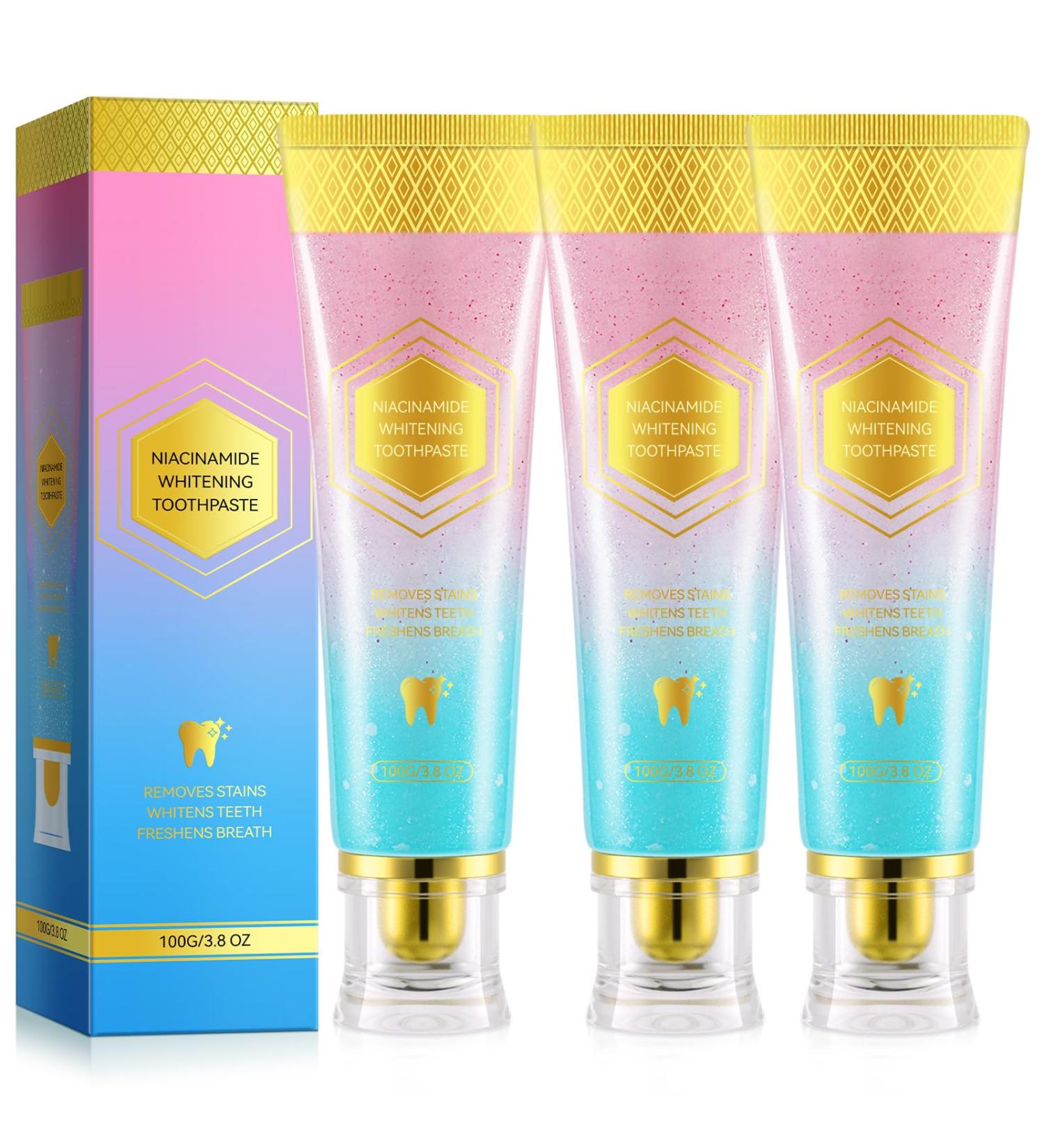 Niacinamide Whitening Toothpaste 3 Pack Niacinamide Toothpaste Freshening Breath & Deep Gentle Cleaning 3.8Oz - Buy Online on GoSupps.com