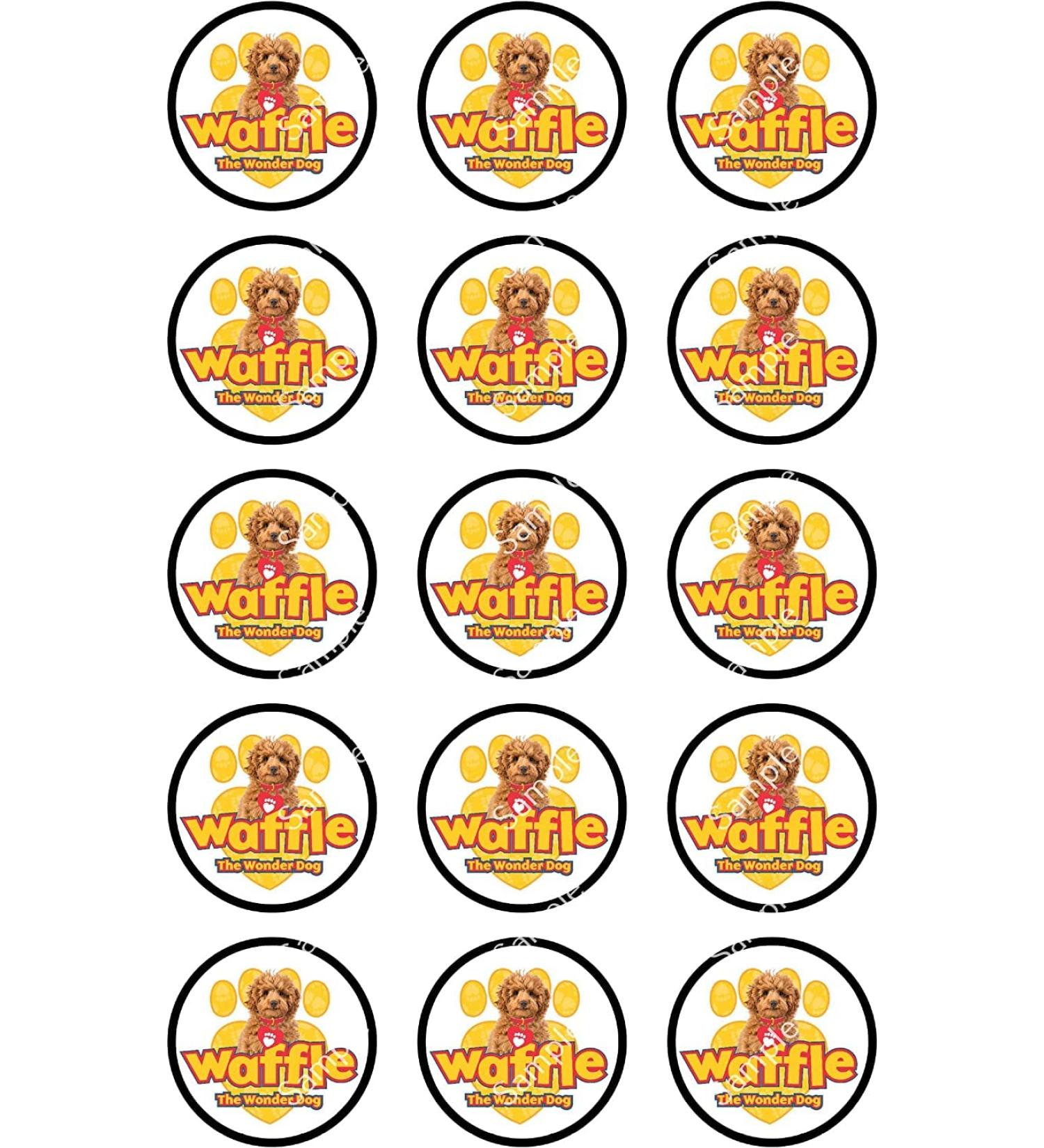 15 x PRECUT Waffle The Dog Edible Wafer Cupcake Toppers Cake Decoration