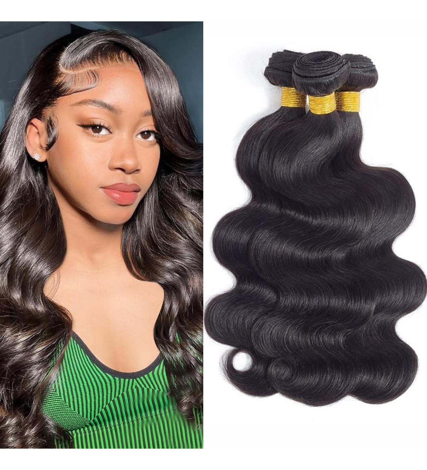 8A Grade Brazilian Body Wave Bundles - 100% Unprocessed Virgin Hair Extensions (8 10 12 Inch) - Natural Black Color - Buy Online on GoSupps.com