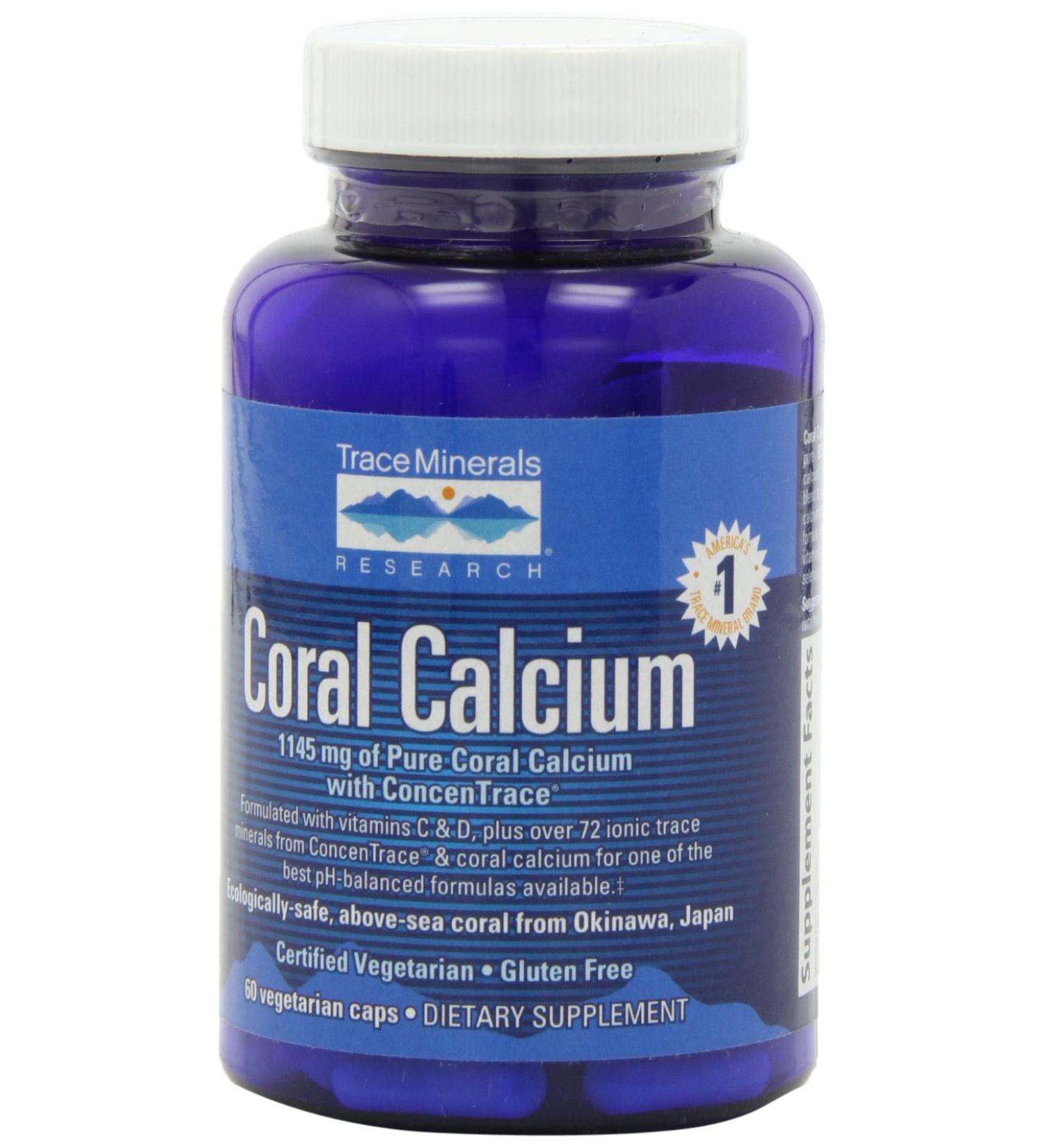 Trace Minerals Research Coral Calcium Vegetarian Caps - 60 Count - Buy Online on GoSupps.com