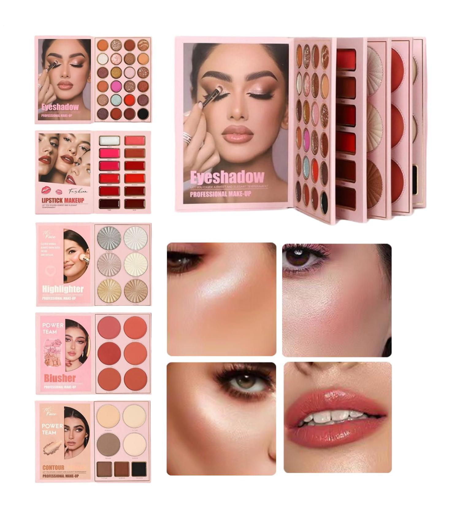 Palette de fards paupi res maquillage-55 couleurs longue dur e livre de fard paupi res de maaquillage de sc ne du visage rouge l vres surligneur Contour | Palette de maaquillage multi - Buy Online on GoSupps.com