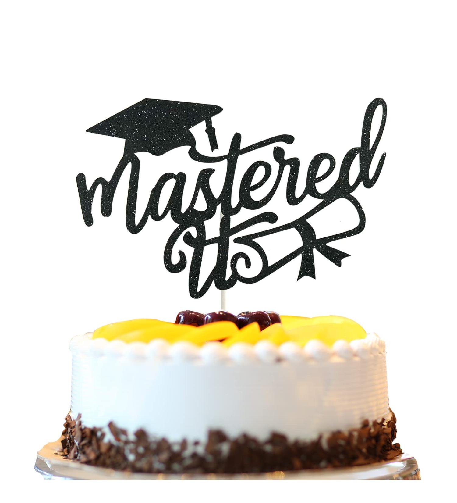Mastered It Cake Topper Black Glitter Graduation Cake Pick for 2024 Congratulations Graduation Party Cake Decorations Supplies - Buy Online on GoSupps.com