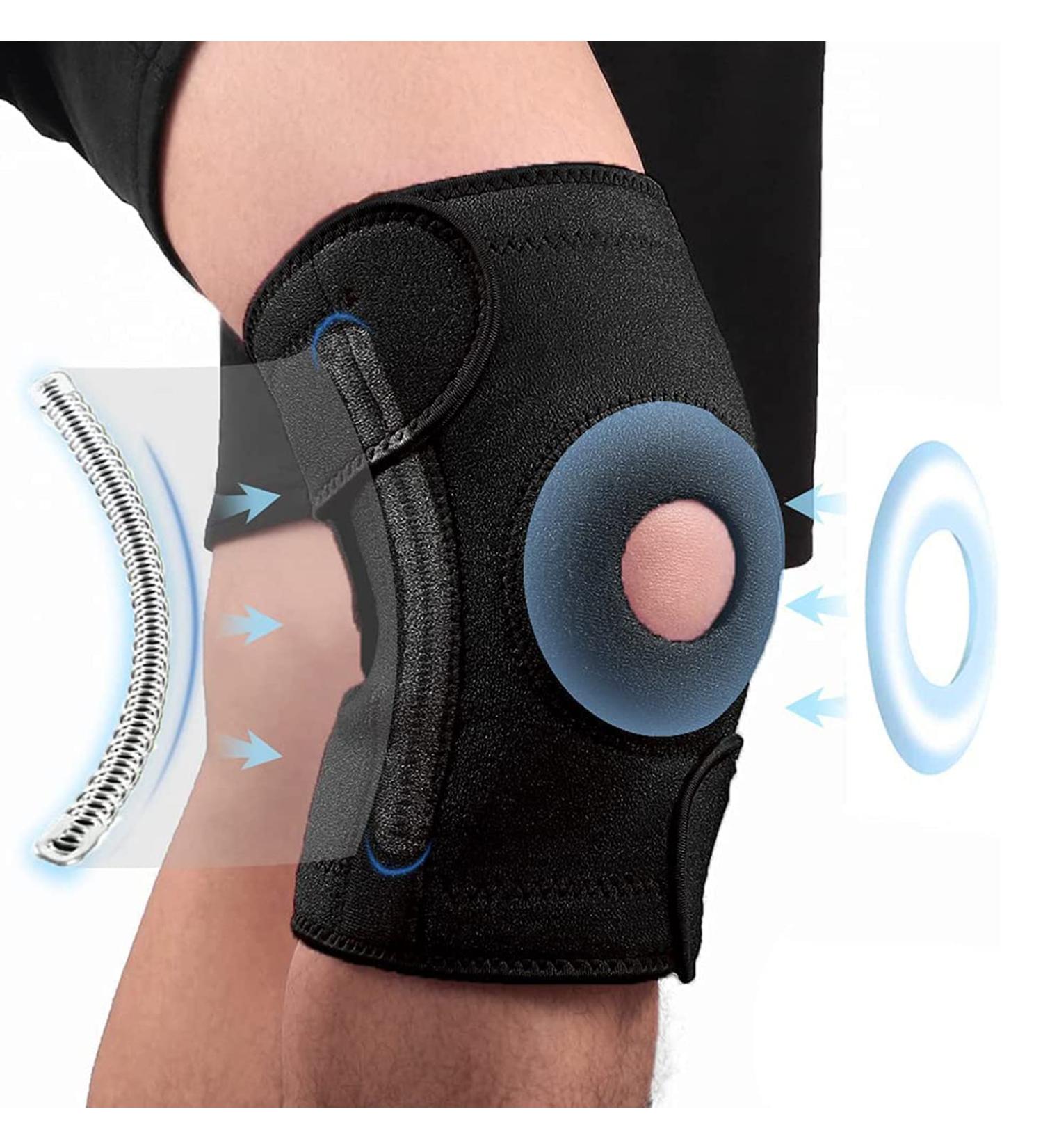 Knee Support Brace for Men M-XXL | Compression Sleeve for Arthritis & Joint Pain | Open Patella Pad & Stabilizers | Adjustable Straps | Men's Gift - Buy Online on GoSupps.com
