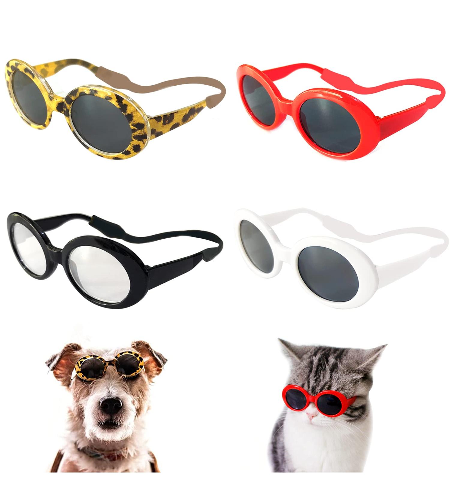 Retro Oval Small Pet Sunglasses Set for Dogs and Cats - Funny Cosplay Costume Photo Props - Buy Online on GoSupps.com