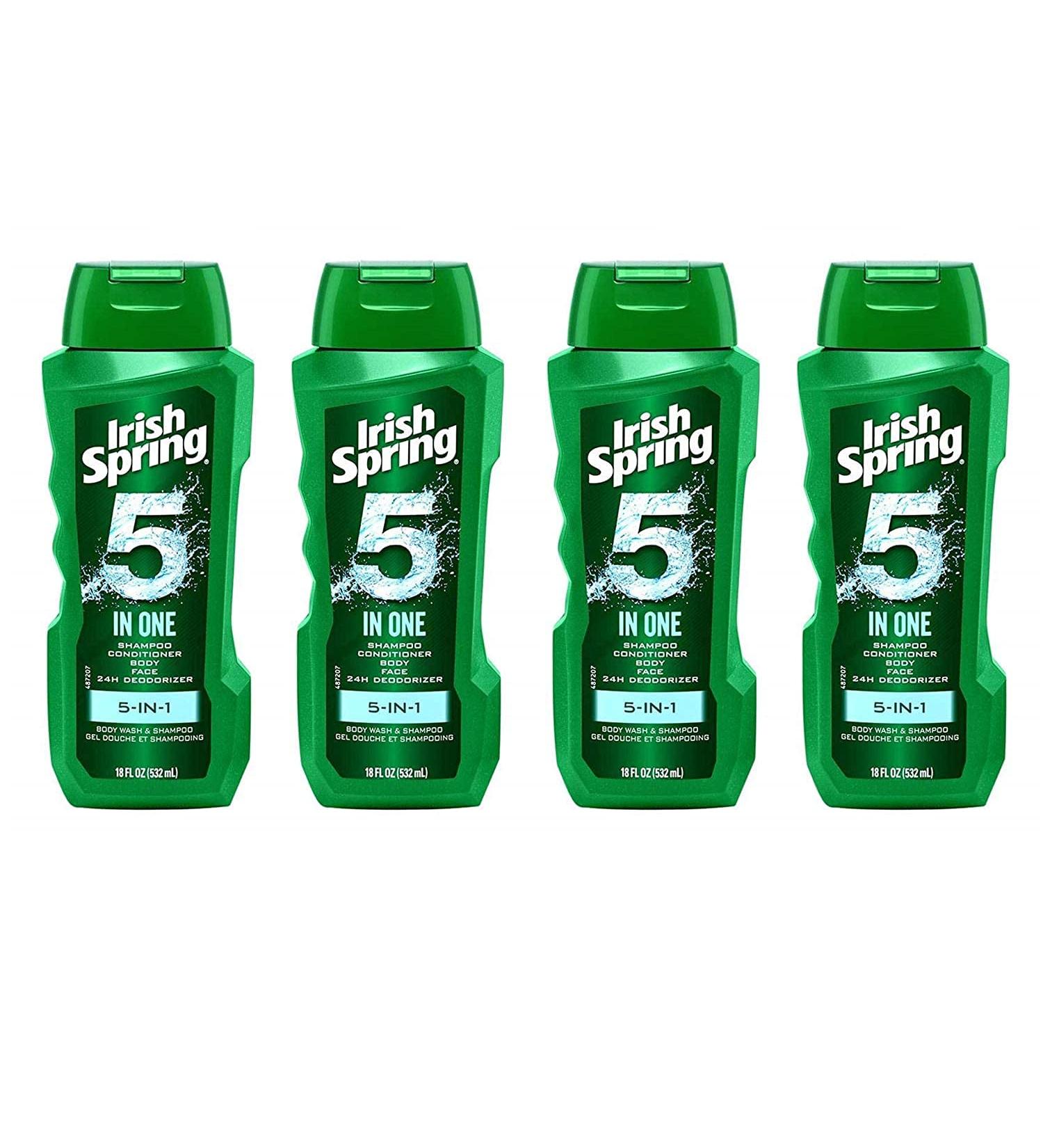Irish-Spring 5-in-1 Shampoo Conditioner Body Wash Face Wash and Deodorizer 18 oz (Pack of 4) - Buy Online on GoSupps.com