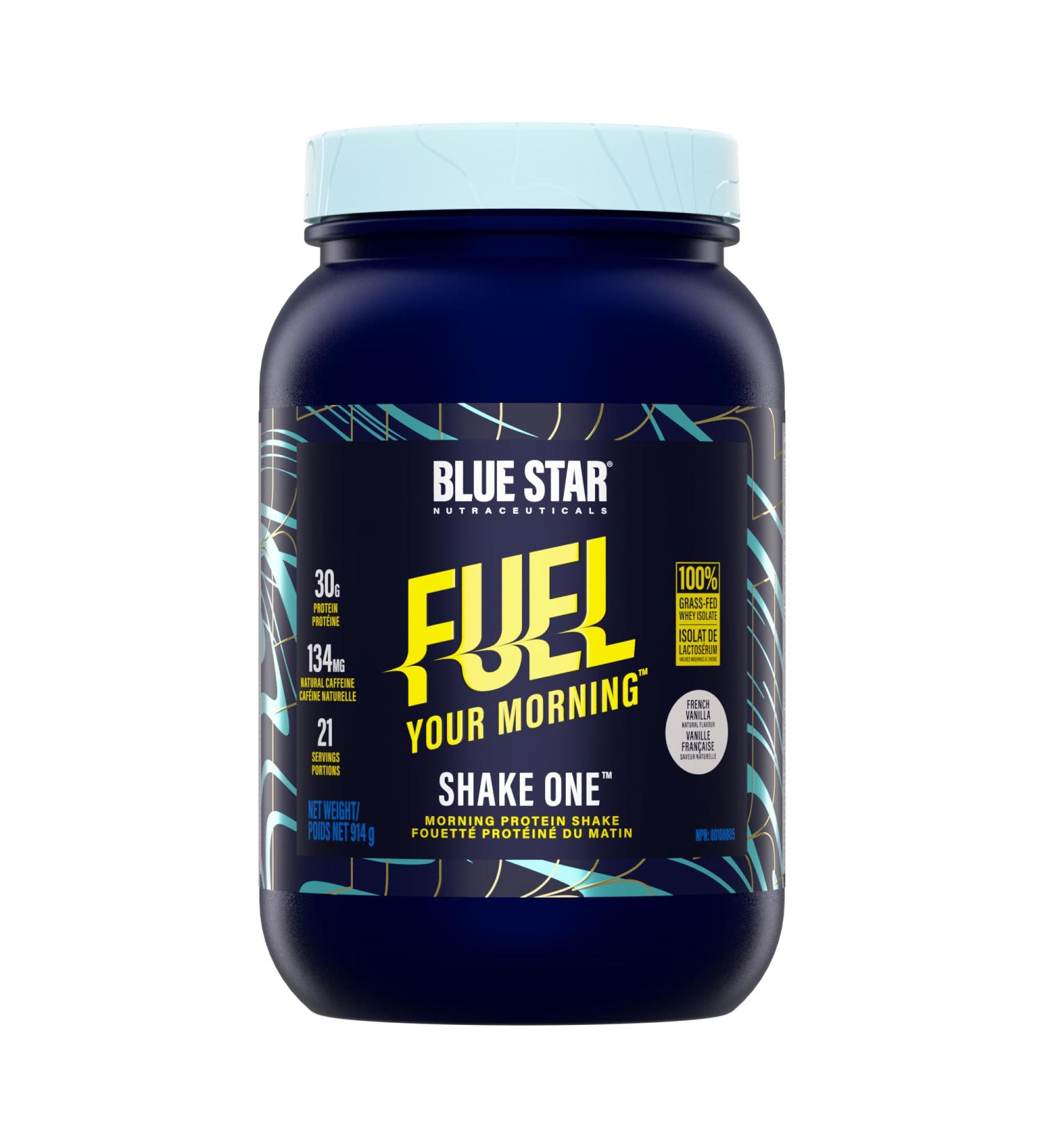 Blue Star Nutraceuticals SHAKE ONE - Grass Fed Whey Protein Isolate Coffee Fusion Natural Caffeine Fibre MCT Oil | Fuel Your Morning - 30g protein per serving - 21 Servings (French Vanilla) - Buy Online on GoSupps.com