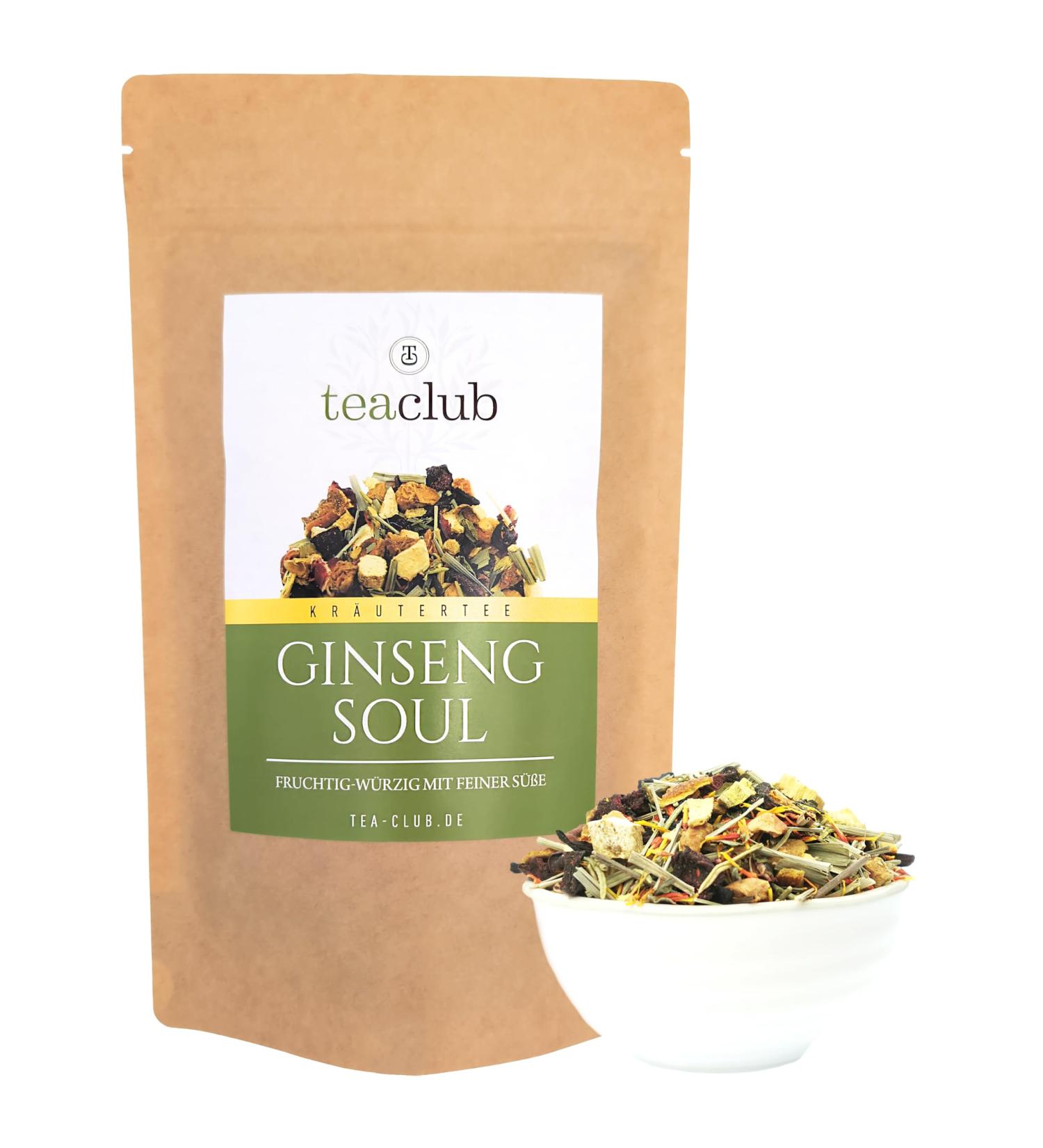 TeaClub Ginseng Soul Infusion en vrac 100 g - Th fruit et pic - M lange de pomme citronnelle betterave rouge racine de bois sucr th herbal de TeaClub 100g - Buy Online on GoSupps.com