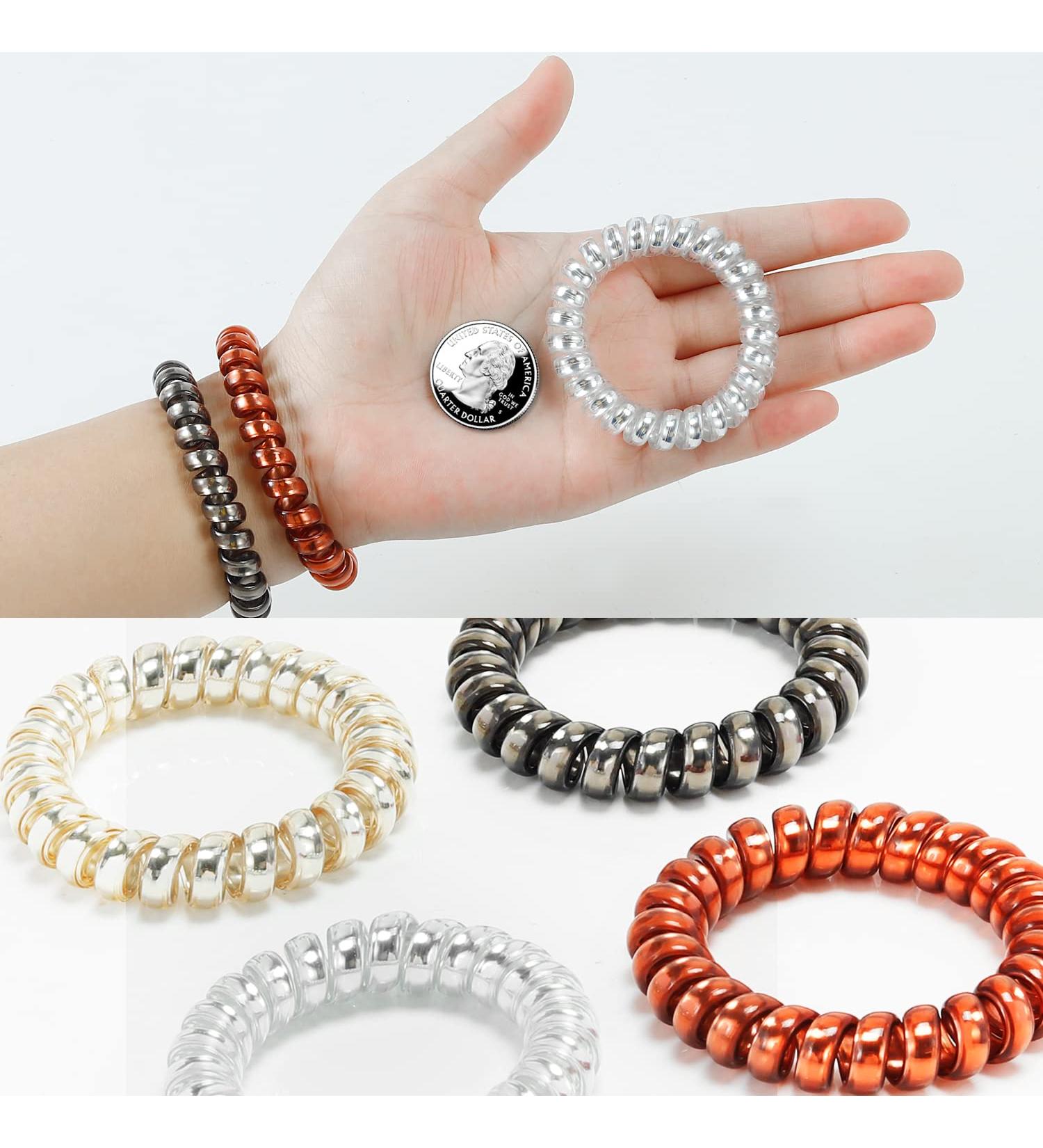 TailaiMei Spiral Hair Ties - 12Pcs Phone Cord Hair Ties for Thick Hair - No Crease Coil Hair Ties - Women Ponytail Holder Elastics - Metallic Colors - Buy Online on GoSupps.com