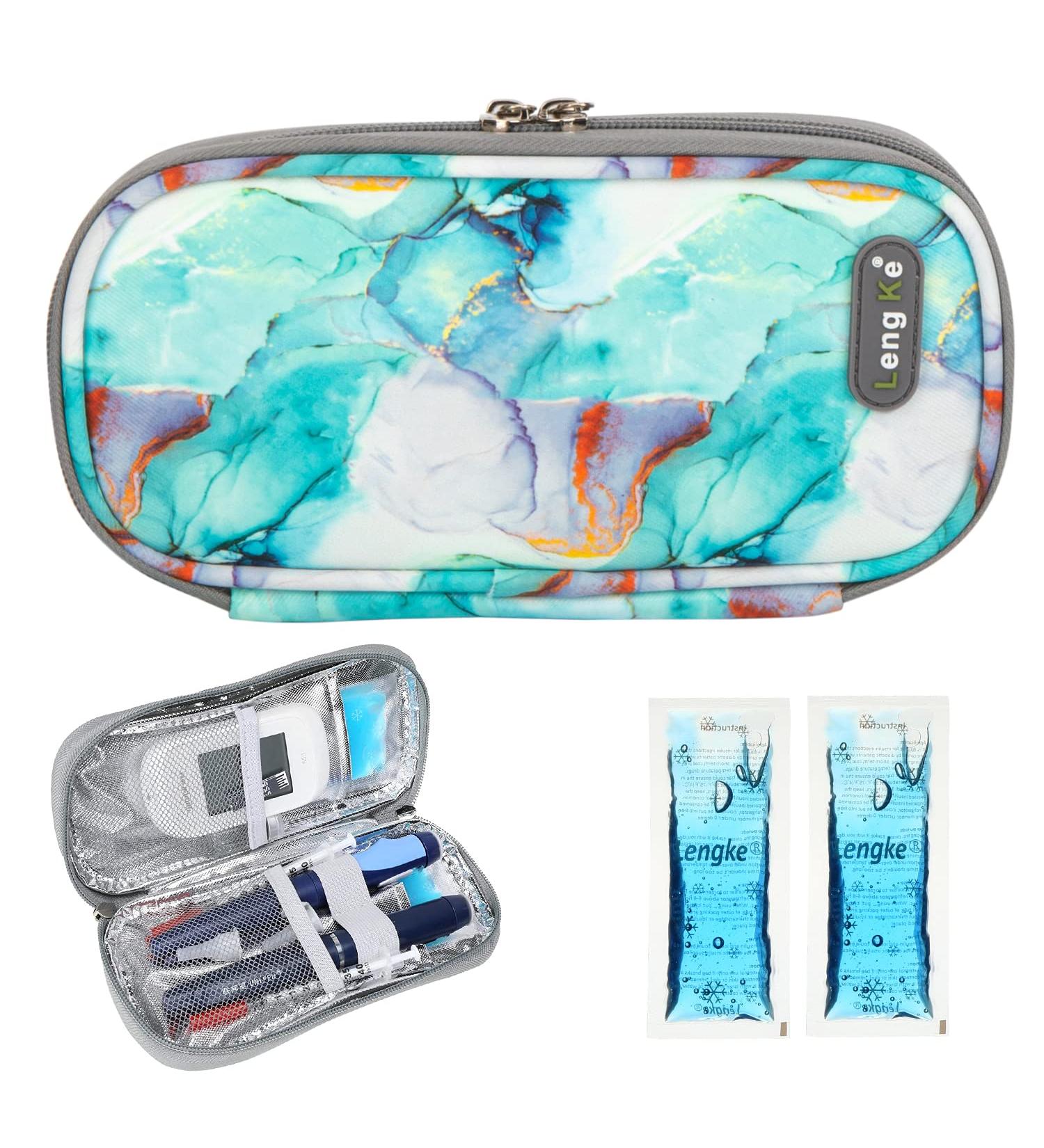 Youshares Insulin Cooling Bag - TSA Approved Diabetic Medication Etui with Cooling Batteries | Marble Green Portable Diabetes Accessories - Buy Online on GoSupps.com
