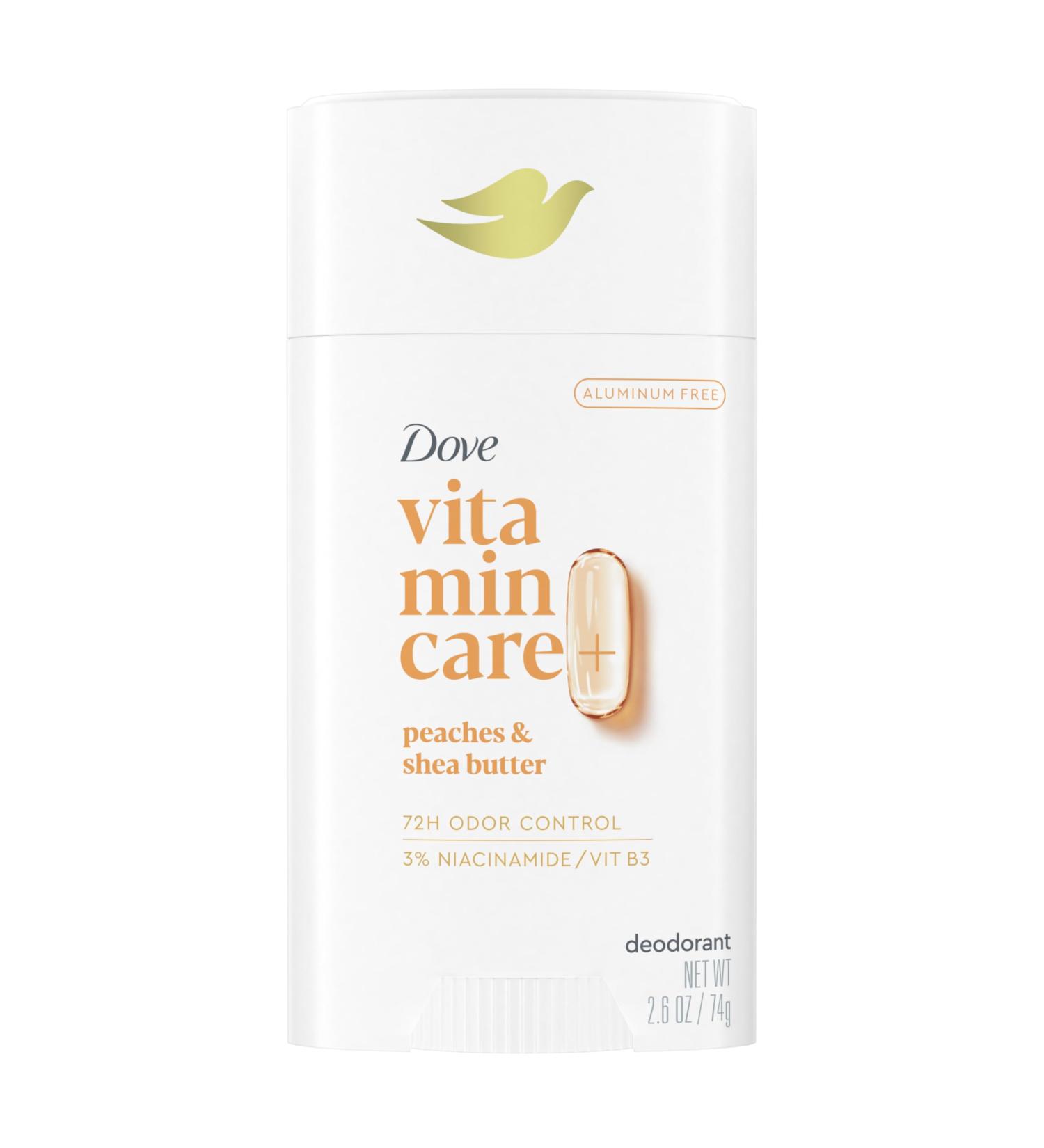 Dove VitaminCare+ Aluminum Free Deodorant Stick for 72H Odor Protection Peaches & Shea Butter Breathable Deodorant for Women 2.6 oz Peaches + Shea Butter 2.6 Ounce (Pack of 1) - Buy Online on GoSupps.com