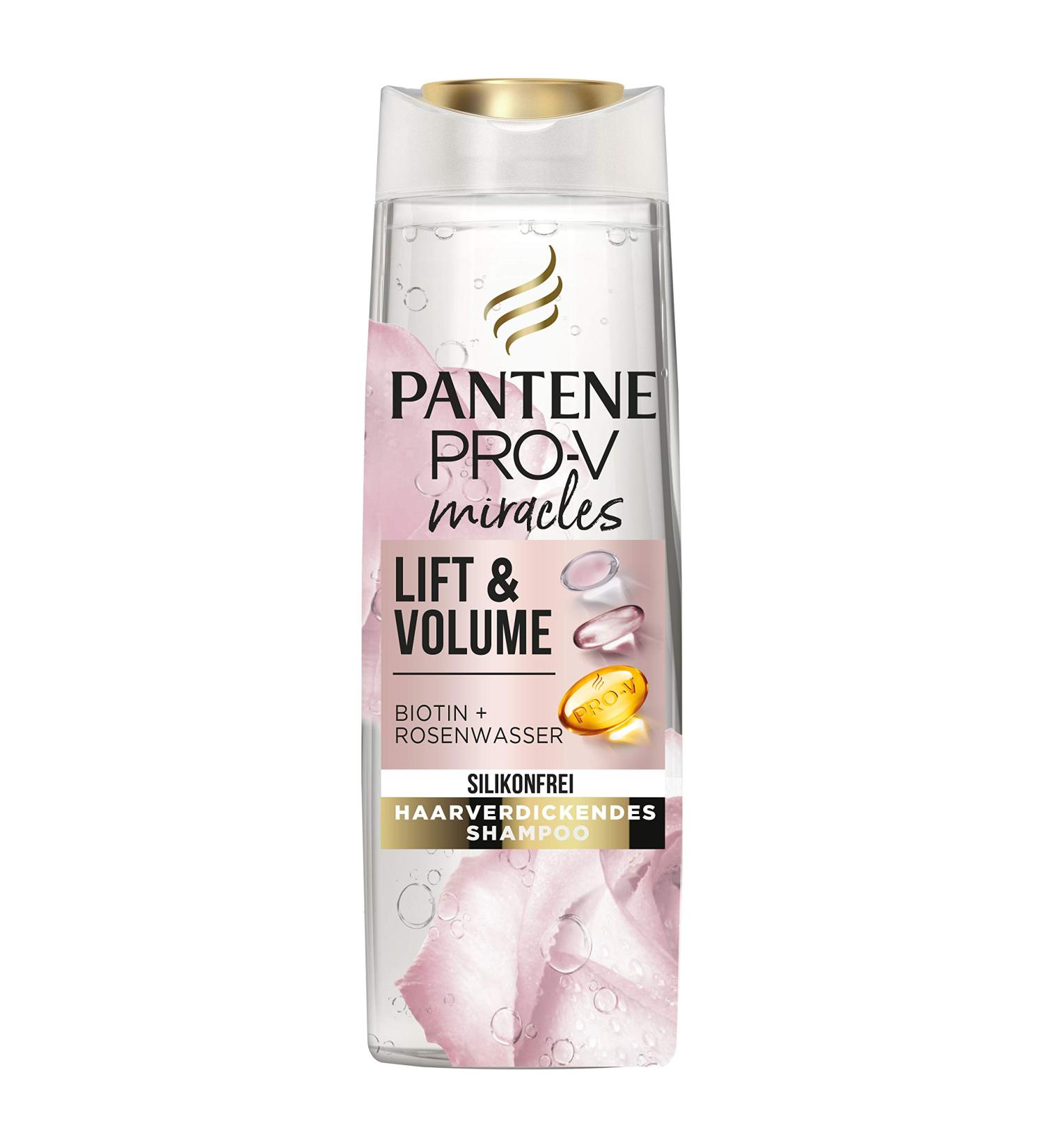Pantene Pro-V Miracles Lift & Volume Silicone Shampoo 250 ml Biotin + Rose Water Beauty Hair Care Women Shampoo Without Silicone Volume Thick Hair Long Hair - Buy Online on GoSupps.com