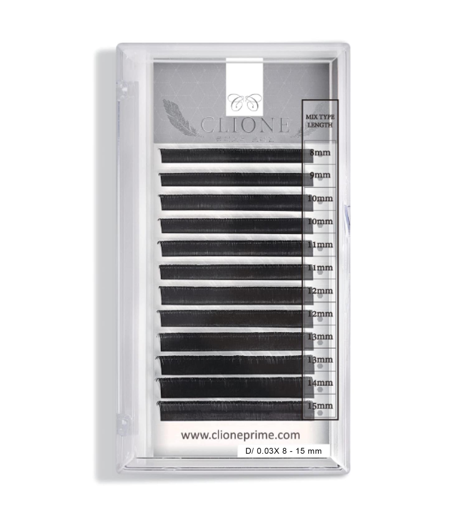 CLIONE PRIME 0.03 D Curl Eyelash Extensions 8-15mm Mixed Length - Mega Volume & Classic Lashes - Professional Pesta Pelo a Pelo - Buy Online on GoSupps.com