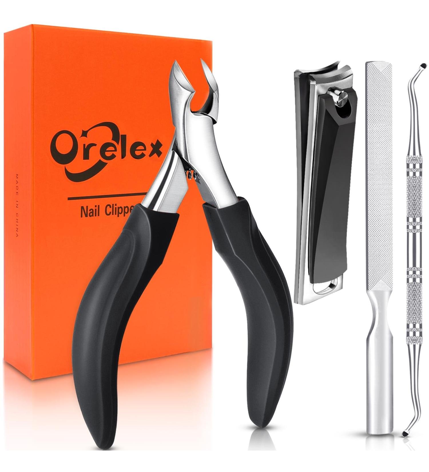 Orelex Nail Scissors - Professional Stainless Steel Nail Cutters for Thick Nails with Ergonomic Grip & Nail File | International Shipping Available - Buy Online on GoSupps.com