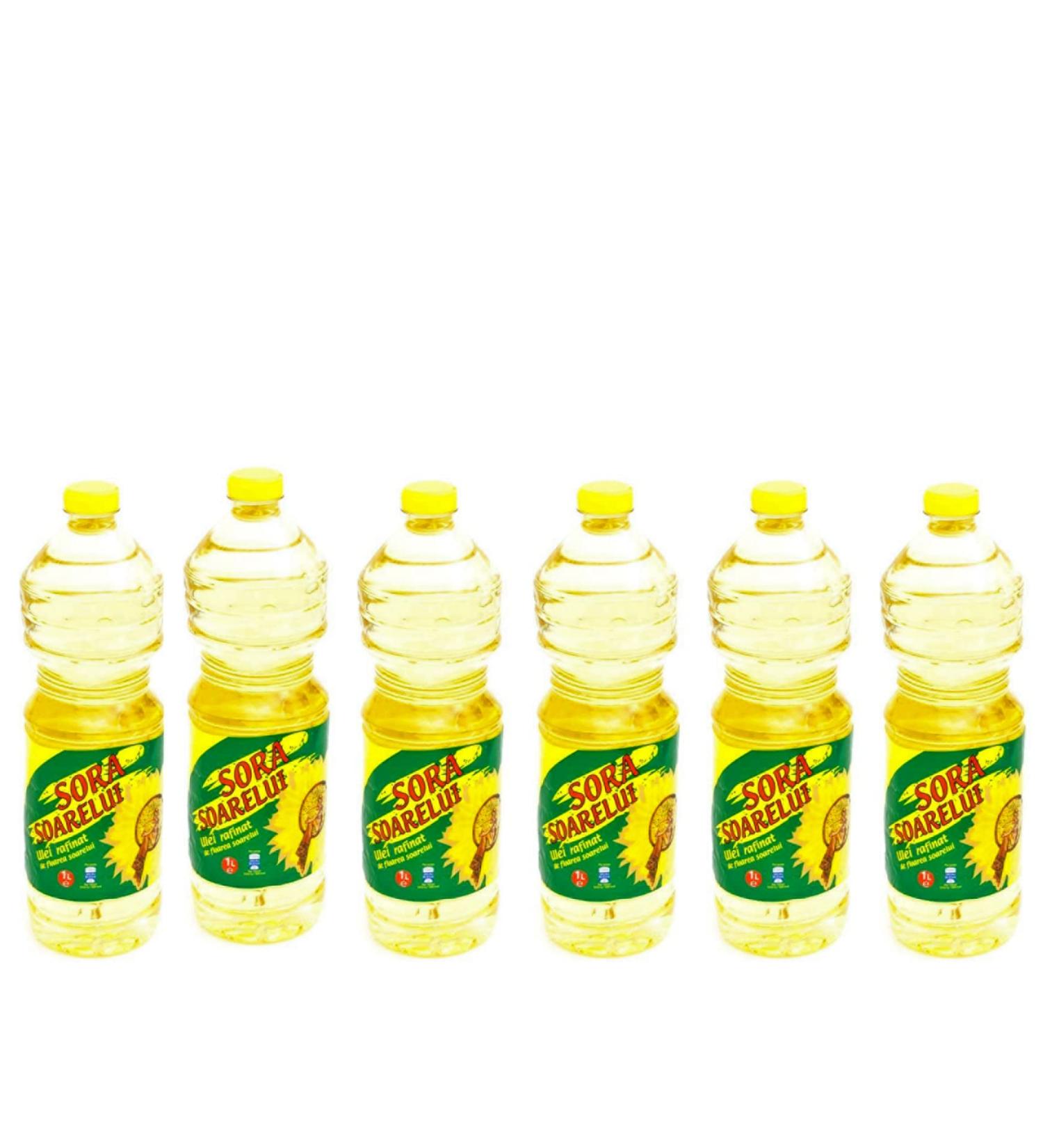 6 x 1 litre sunflower oil Sora I cooking oil I frying oil I frying oil I ideal for baking roasting and salads 1 l (pack of 6)