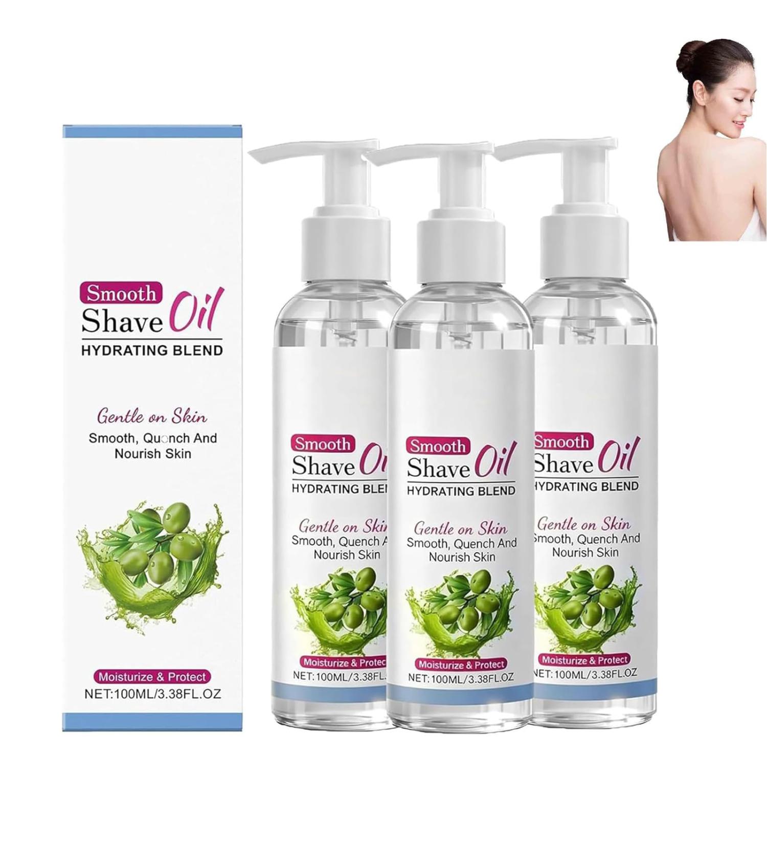 Smooth Shave Oil for women gentle soothing shaving oil contains olive and jojoba seeds reduces irritation for face body and legs 3pcs - Buy Online on GoSupps.com
