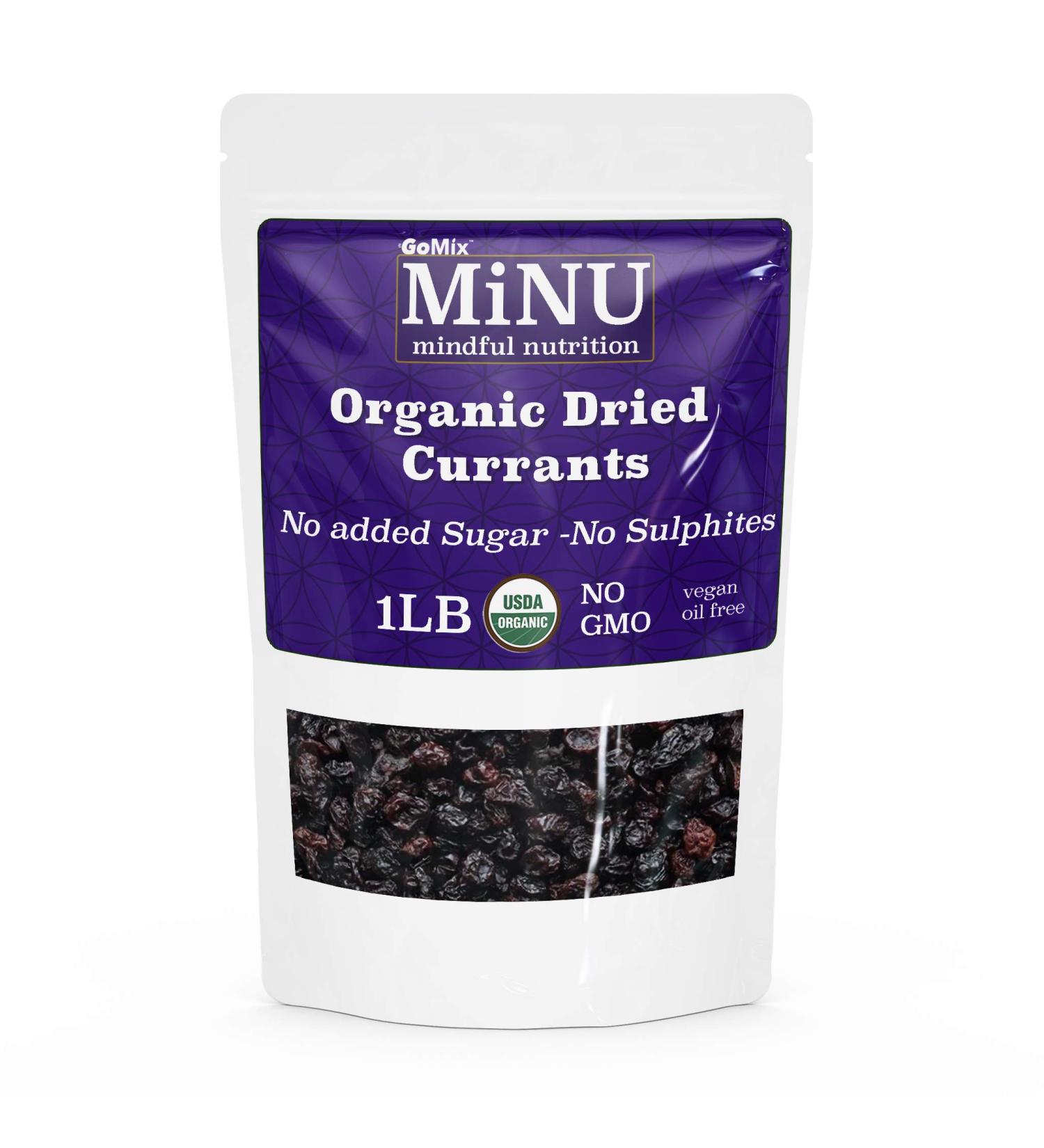 MiNU Organic Raw Zante Black Currants (16 oz) - Paleo Snack | Seedless, No Sulfur, No Added Sugar, Dried Superfood - Raw, Vegan, NonGMO, Gluten Free - Buy Online on GoSupps.com