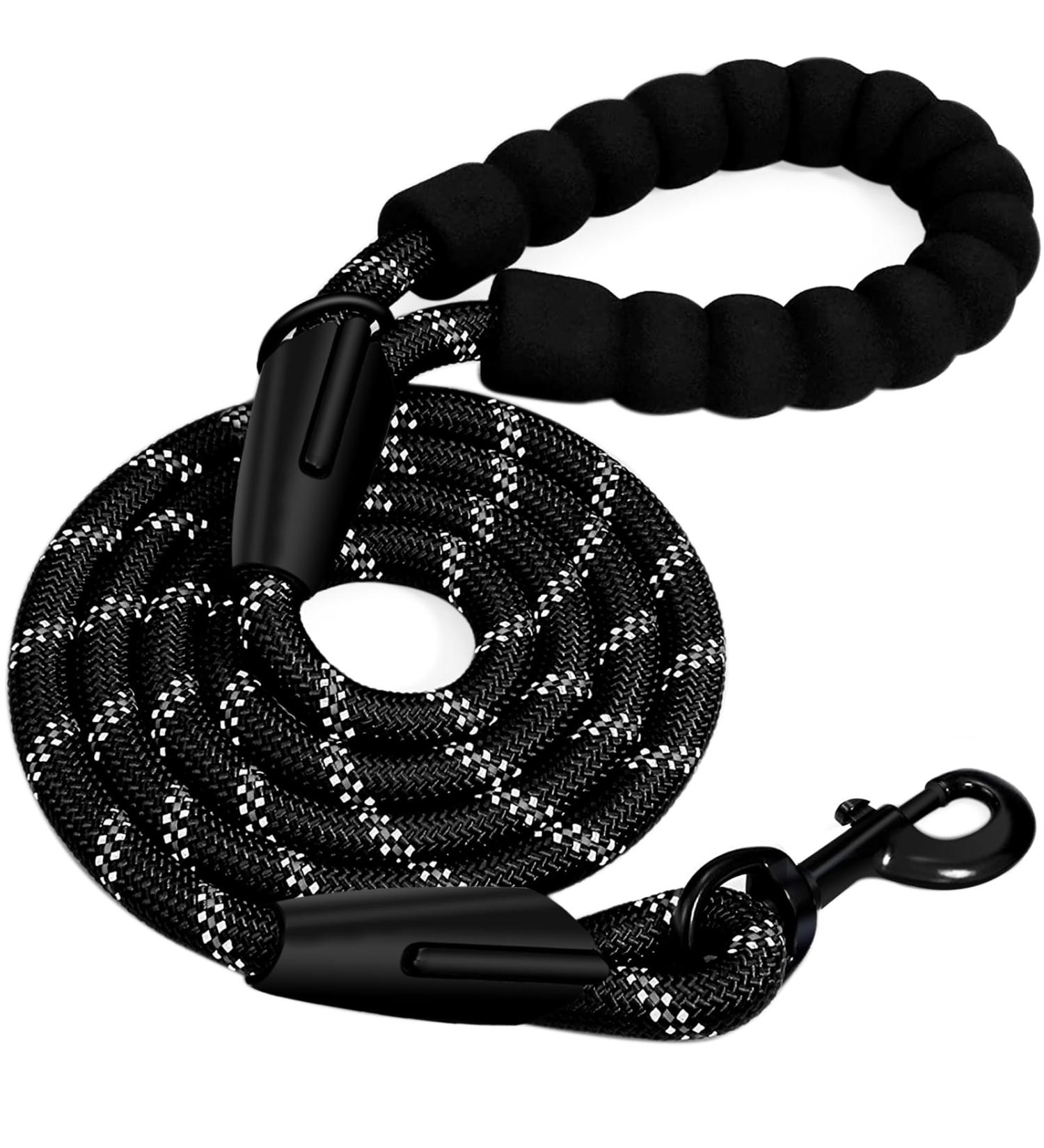 Dog Lead 5ft Rope Dog Lead with Soft Padded Handle Highly Reflective Dog Leads Dog Training Lead Rope Dog Leash for Large Medium Small Dogs (Black) 150L x 1.2W cm Black - Buy Online on GoSupps.com