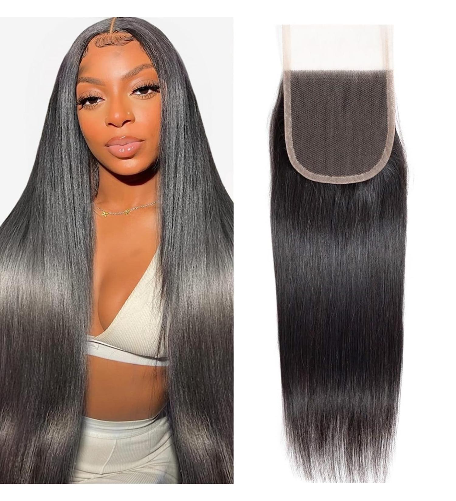 Straight Human Hair 4x4 HD Lace Closure Brazilian Hair Human Hair Closure for Black Women Natural Remy Hair Soft Swiss Lace Closure 14 Inch 14 Inch 4x4 Lace Closure - Buy Online on GoSupps.com